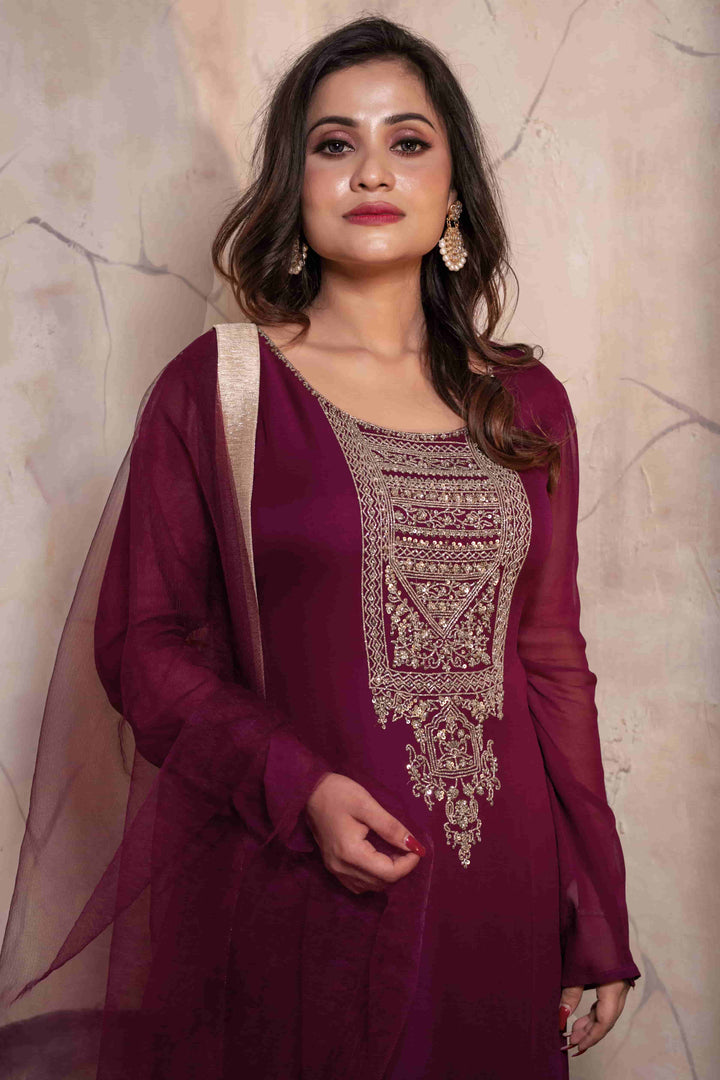 Elegant Georgette Sharara Kurta Set with Hand Work