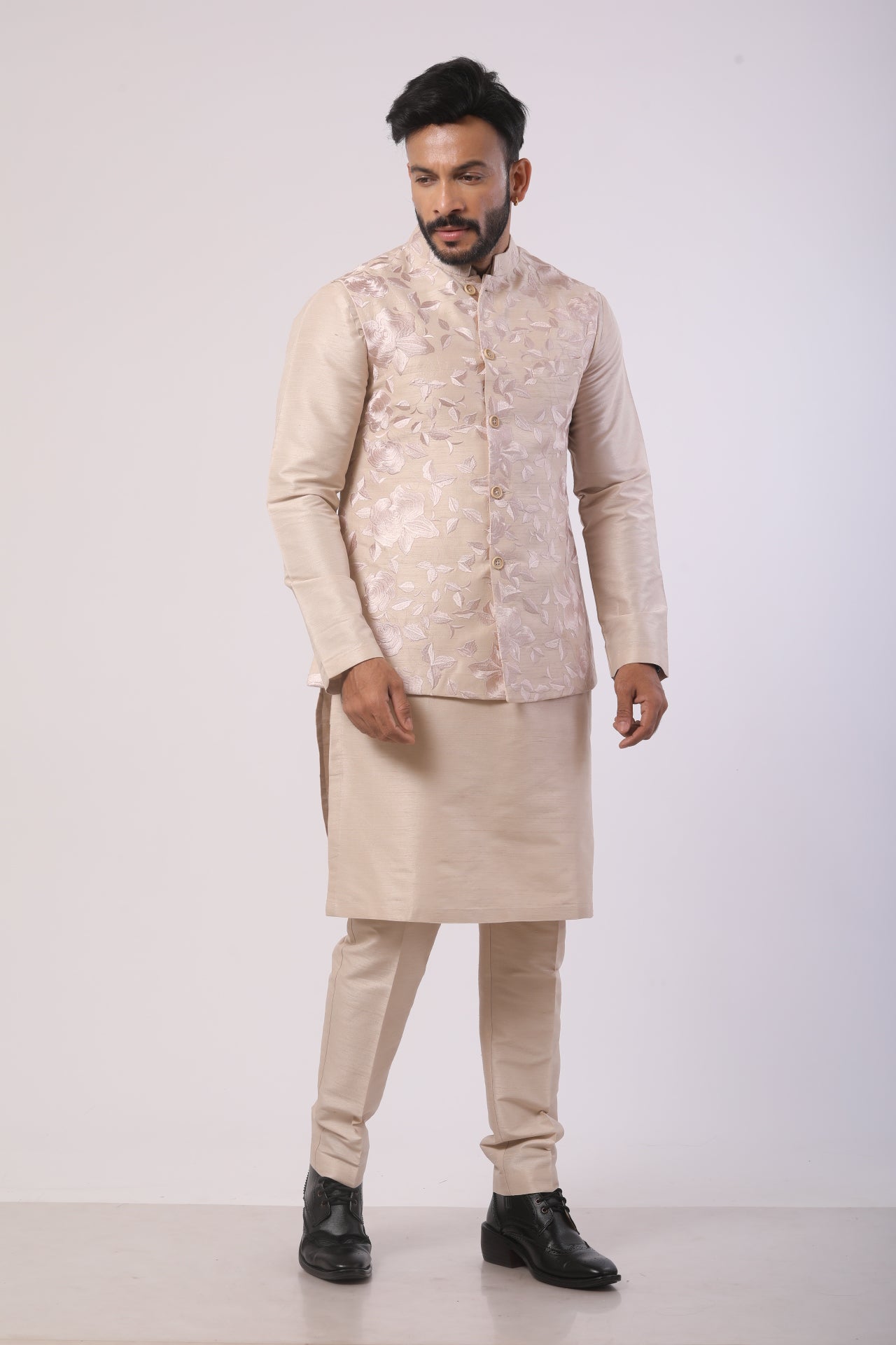 Cream Kurta Set with Jacket