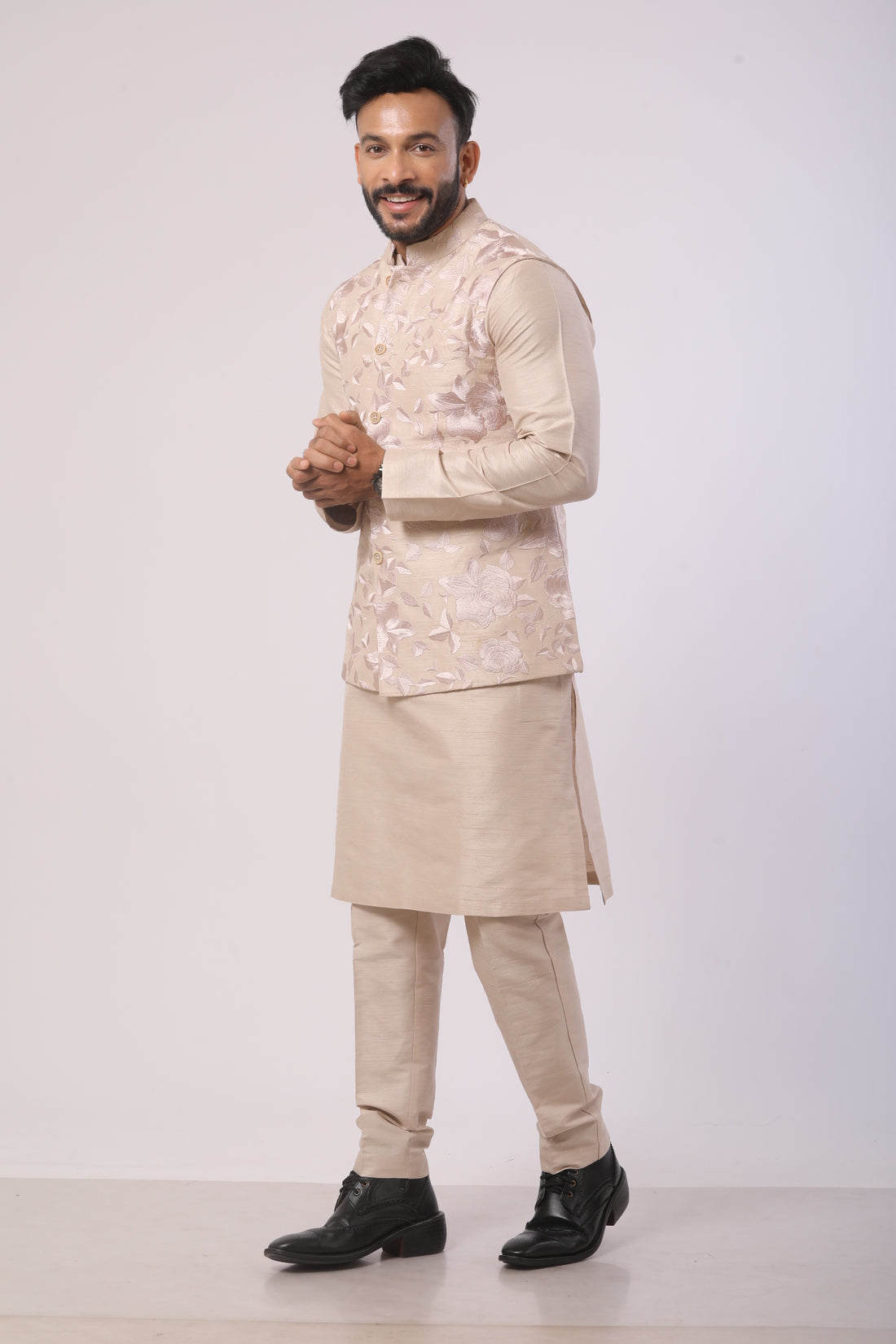 Cream Kurta Set with Jacket