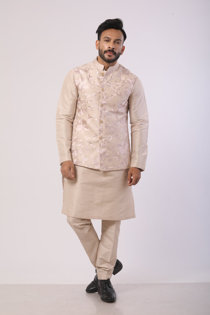 Cream Kurta Set with Jacket