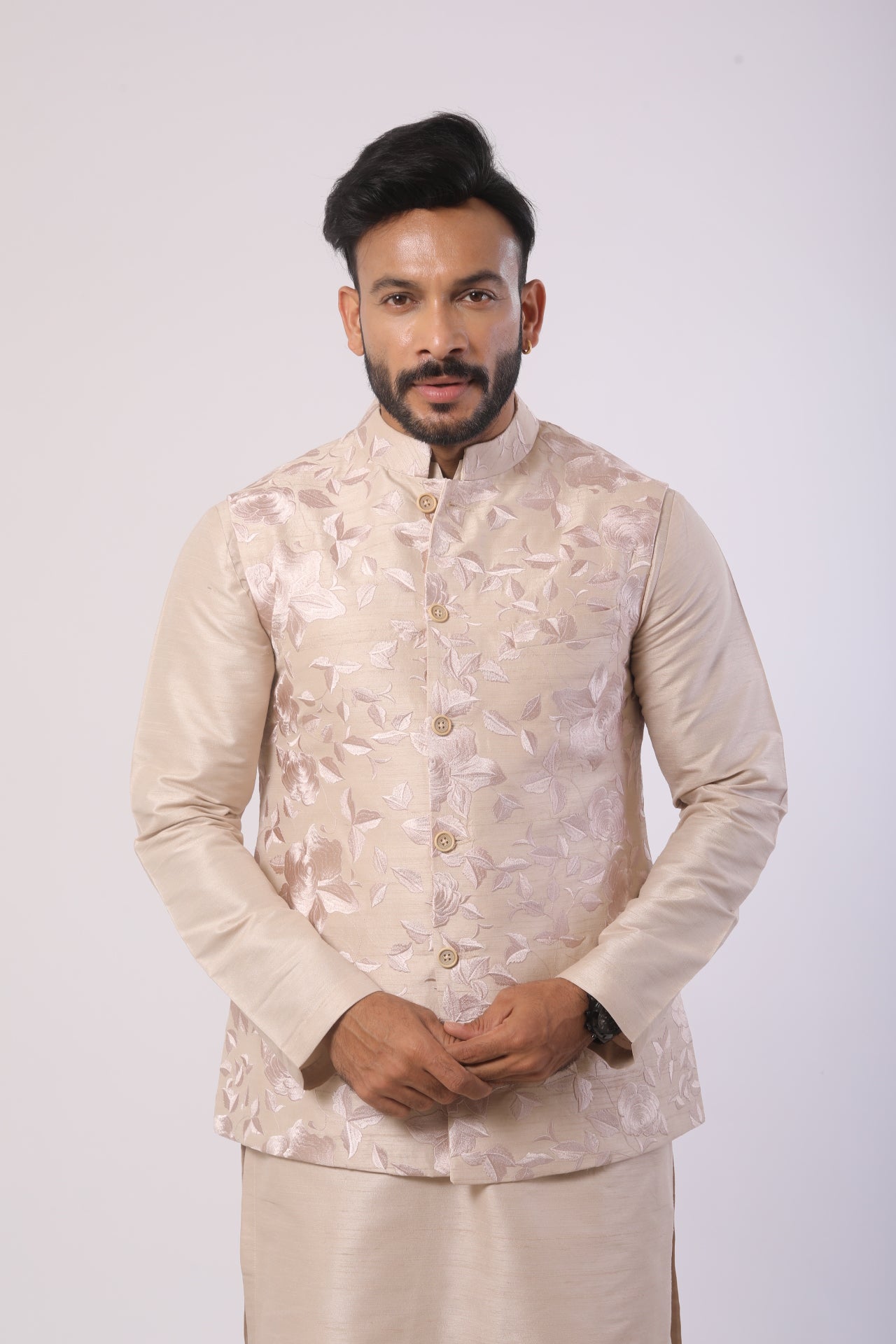 Cream Kurta Set with Jacket