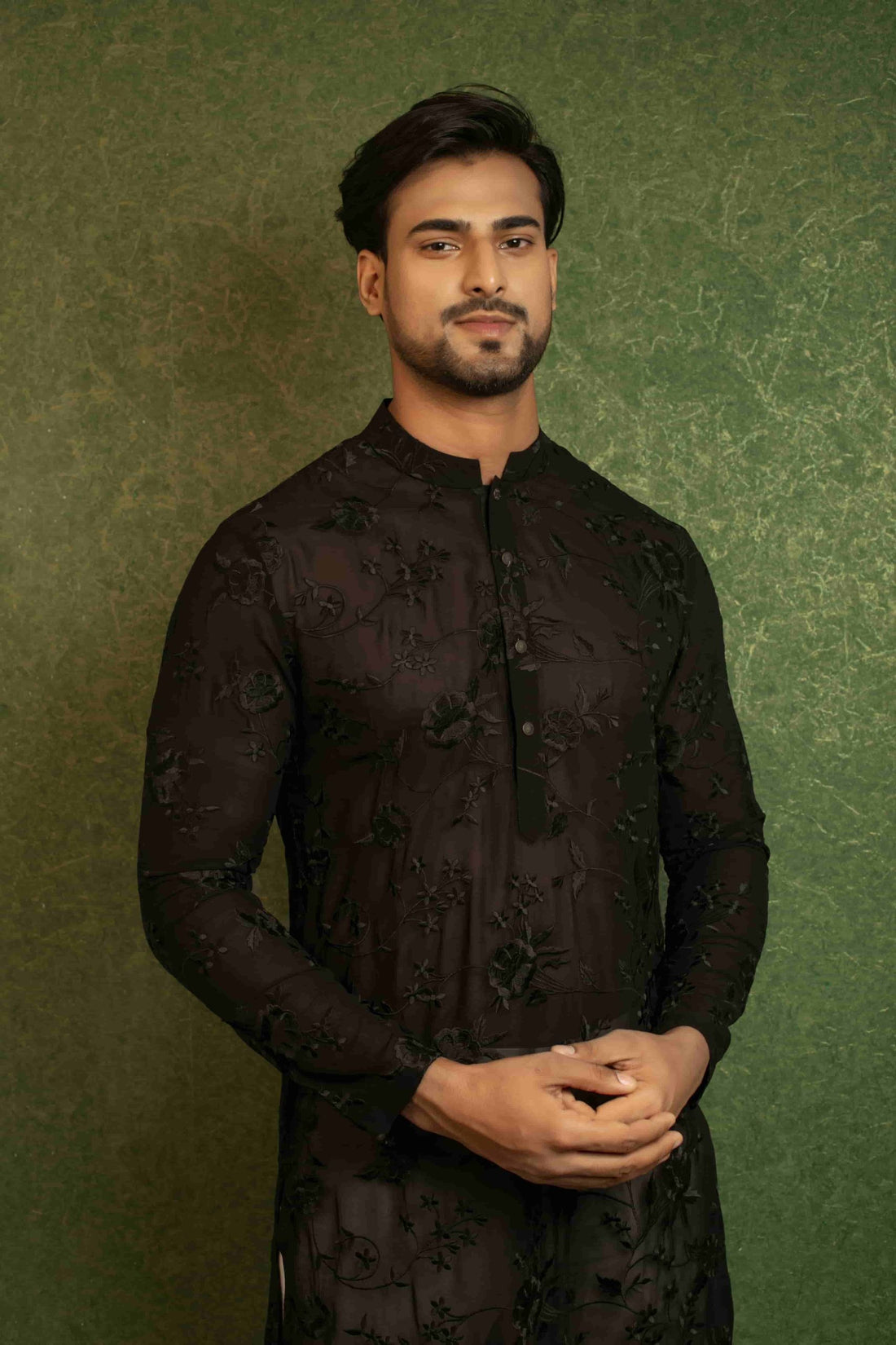 Stylish Black Silk Men's Ensemble