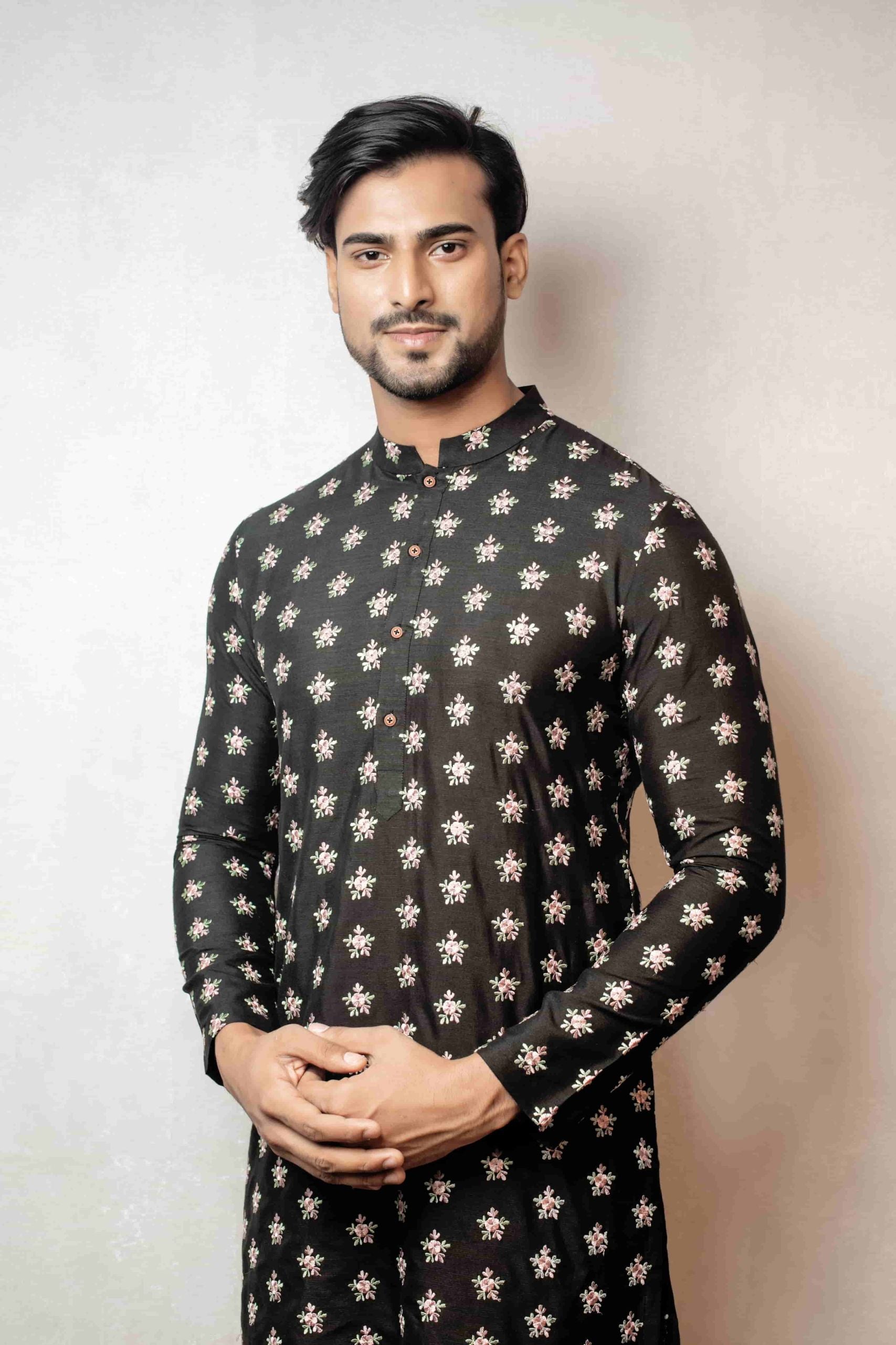 Elegant Embroidered Katan Attire