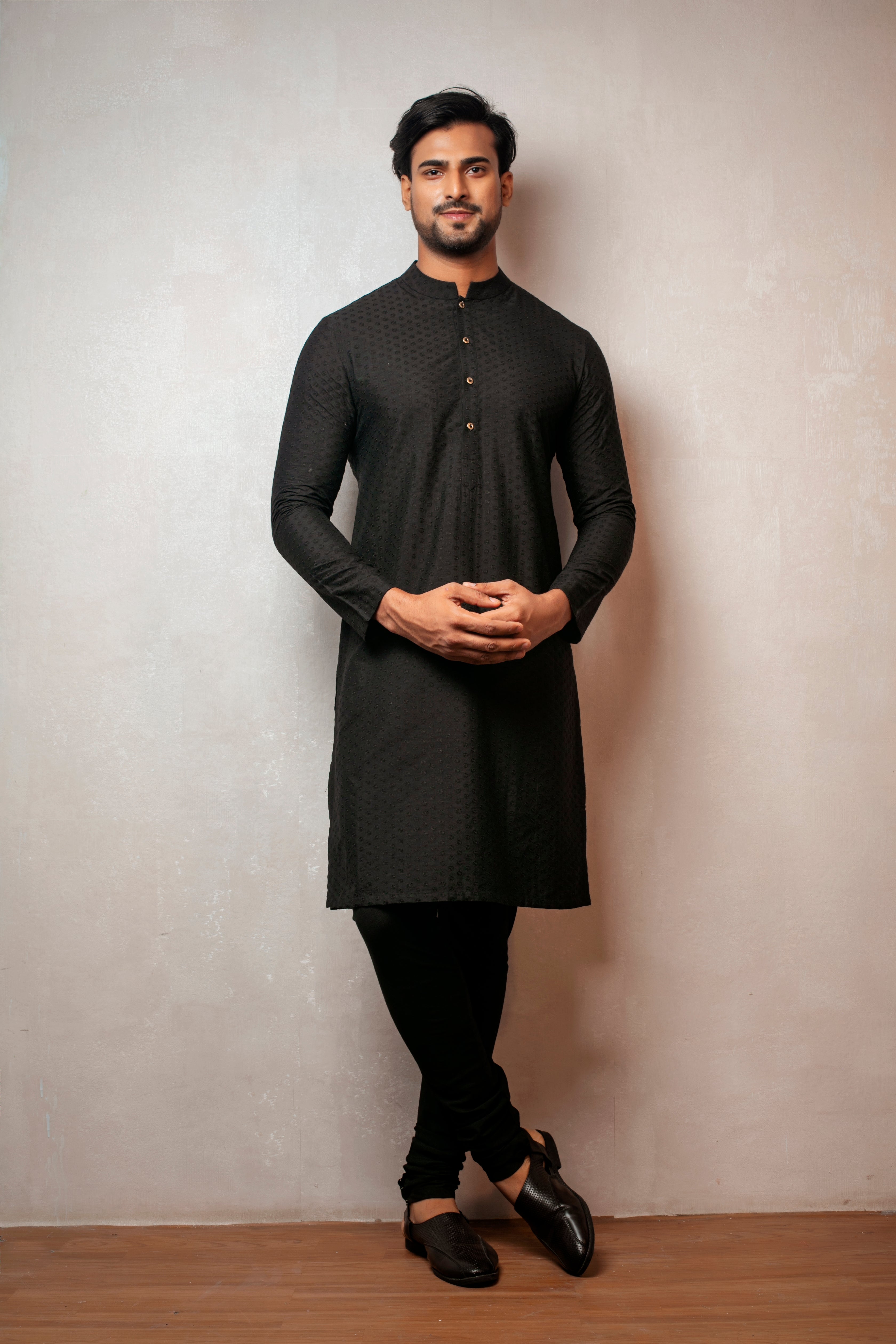 Black Katan Silk Kurta Set
