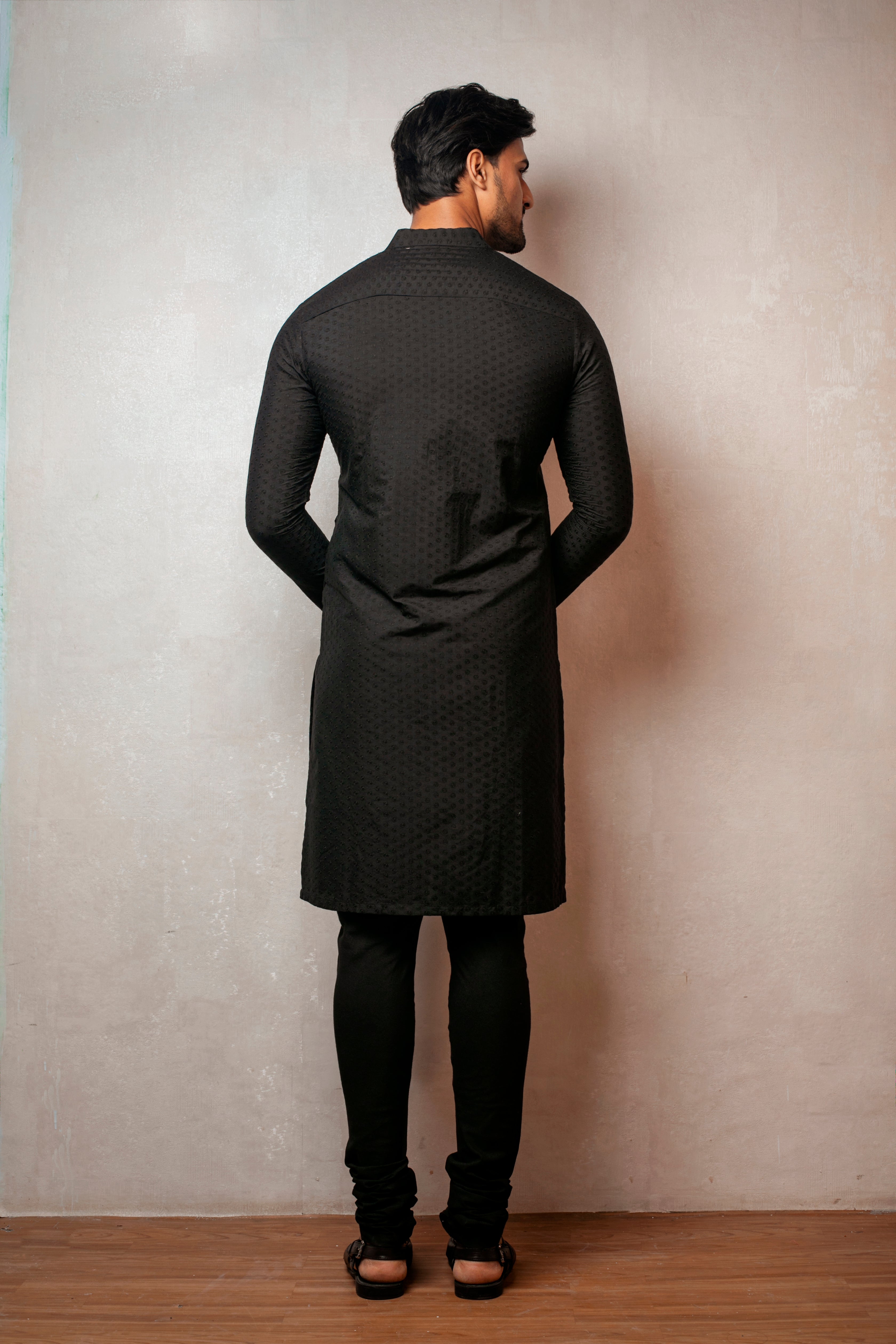 Black Katan Silk Kurta Set