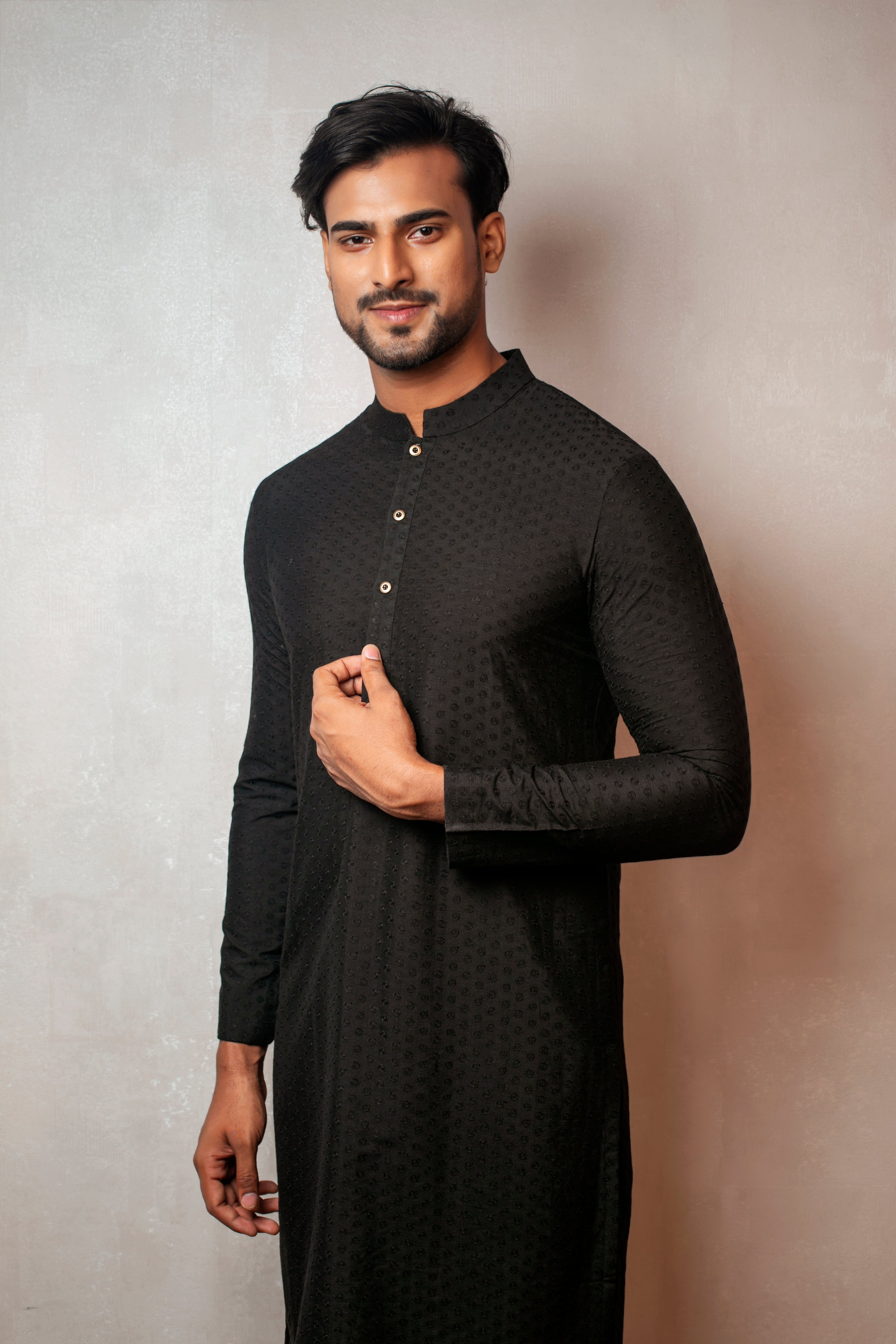 Black Katan Silk Kurta Set with Intricate Embroidery Work