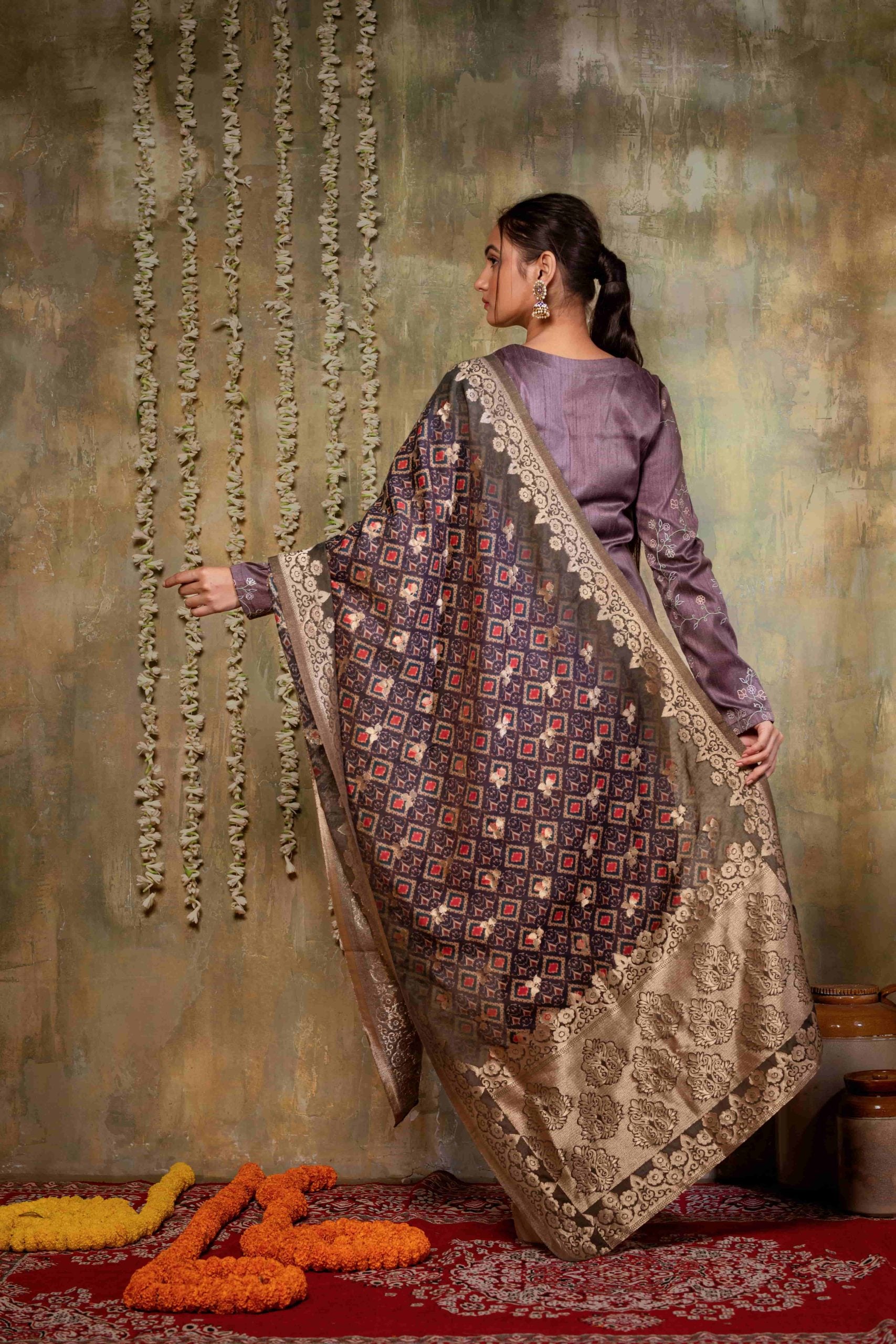 Chic Purple Attire with Dupatta