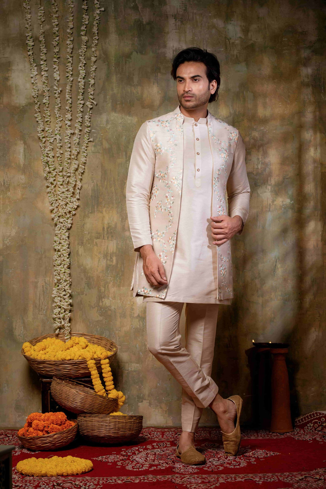 Silk Kurta Set: Elegant Jacket Included