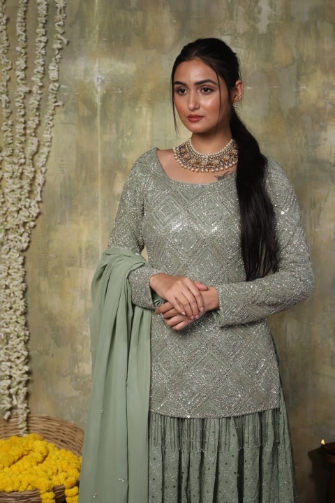 Green Georgette Suit 