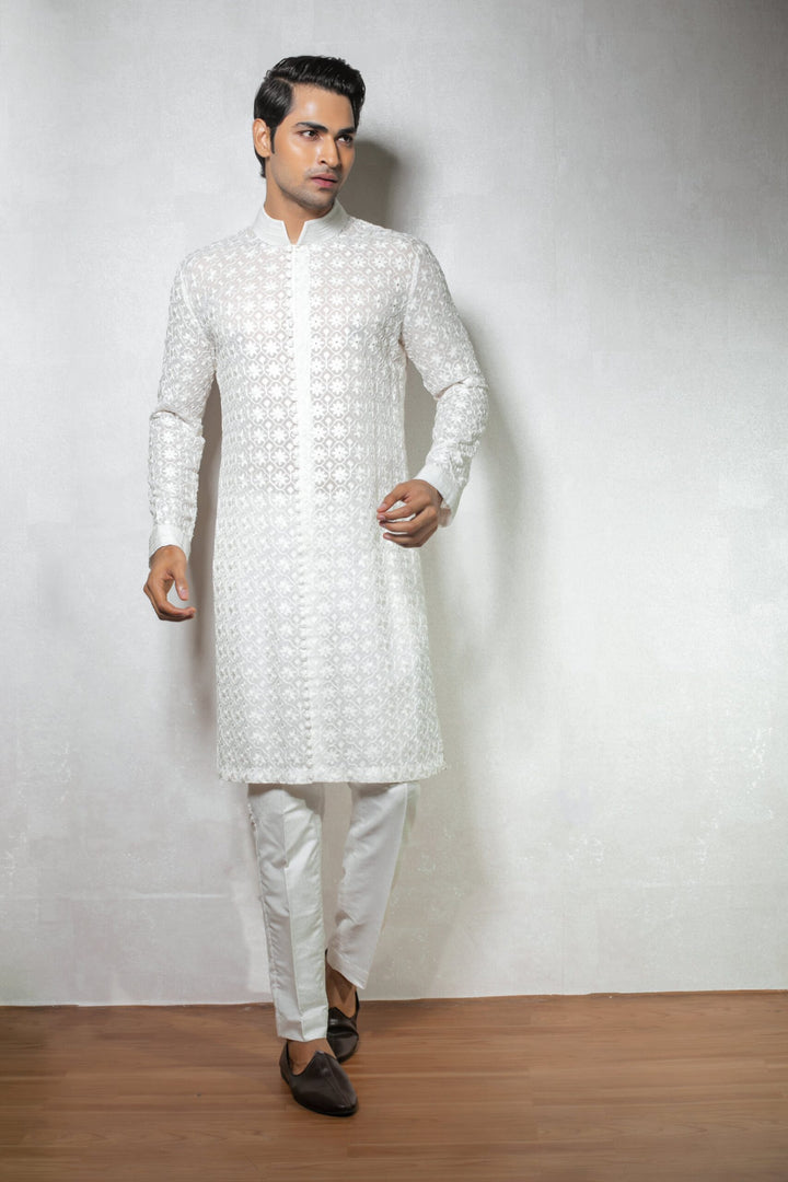 Stylish Men's White Kurta Set