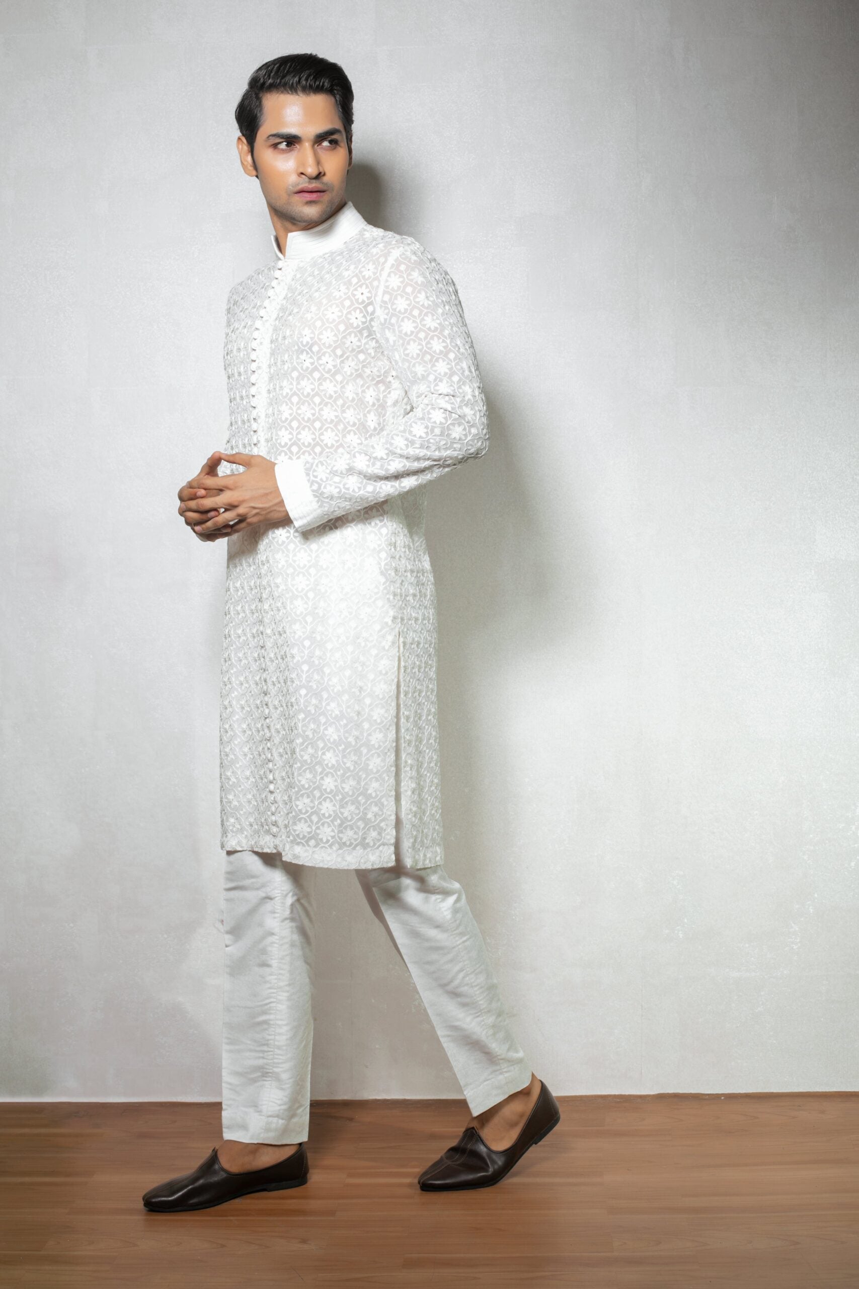 Affifa Men's White Kurta Ensemble