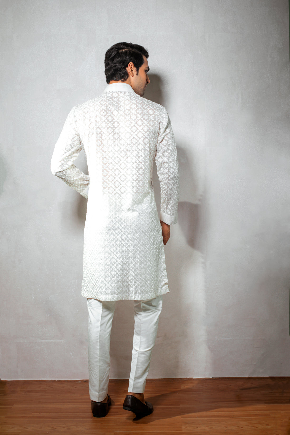 Elegant White Georgette Kurta Set with Ari Work