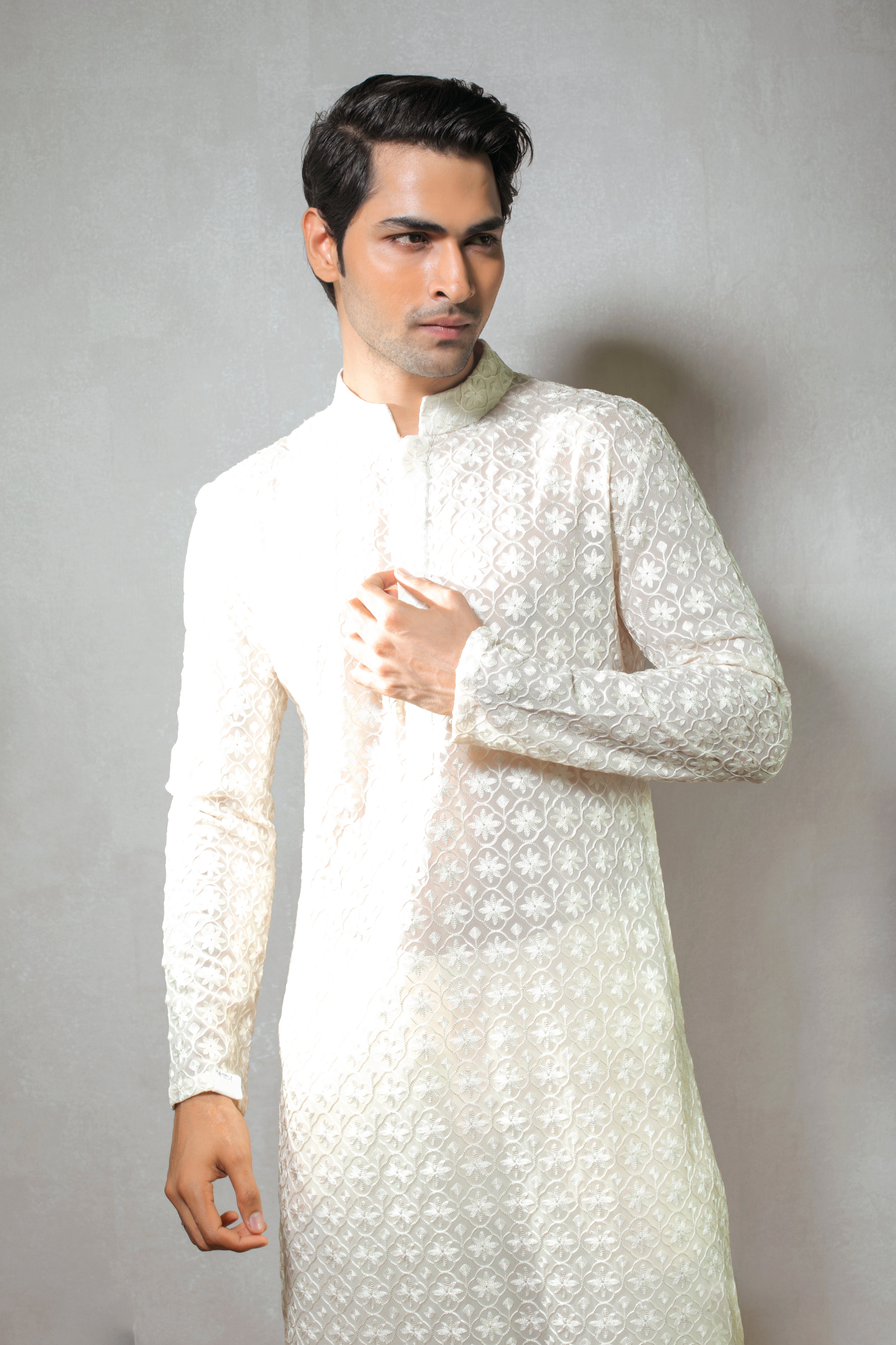 Pearl Ivory chikankari Work Kurta Set