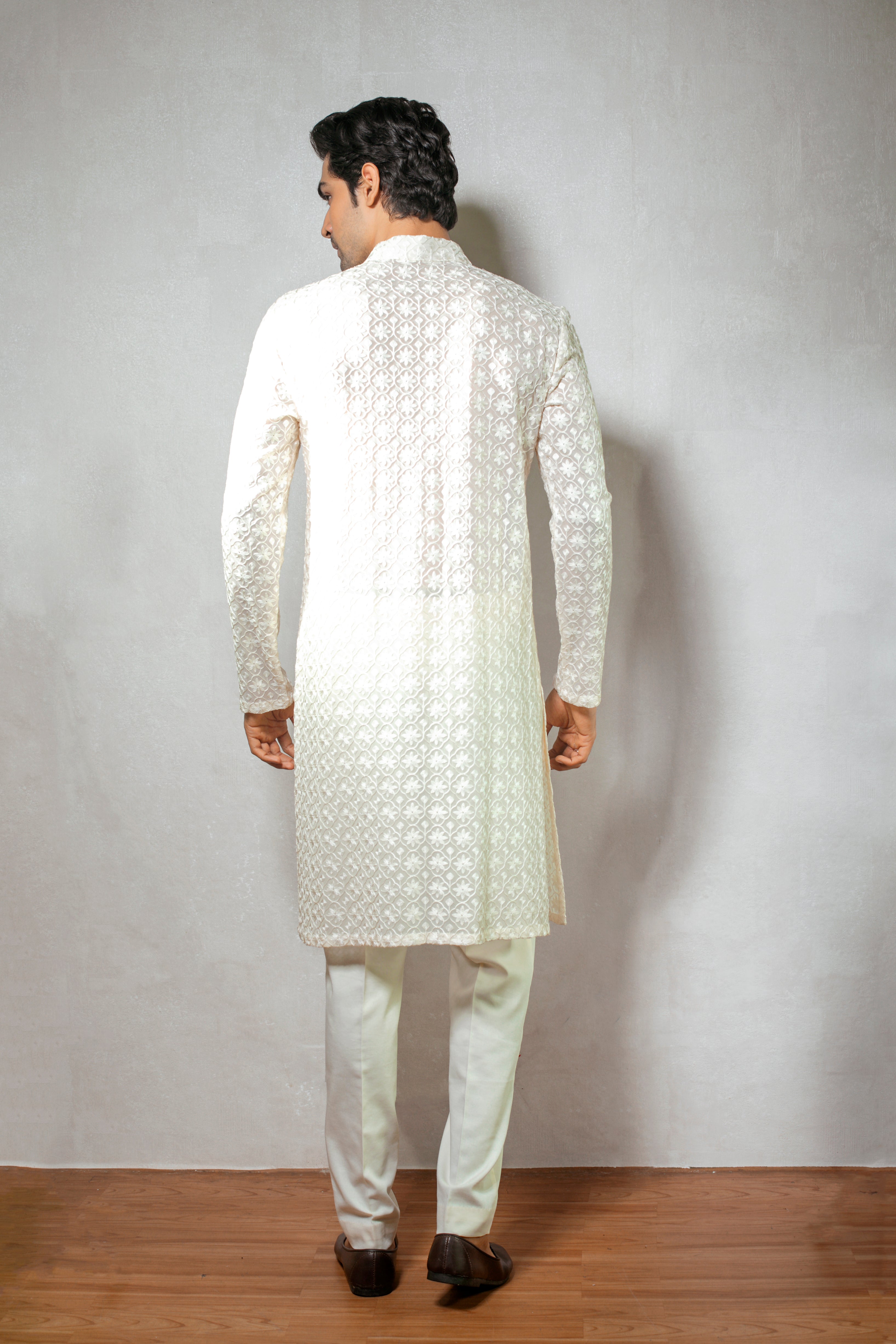 Pearl Ivory chikankari Work Kurta Set