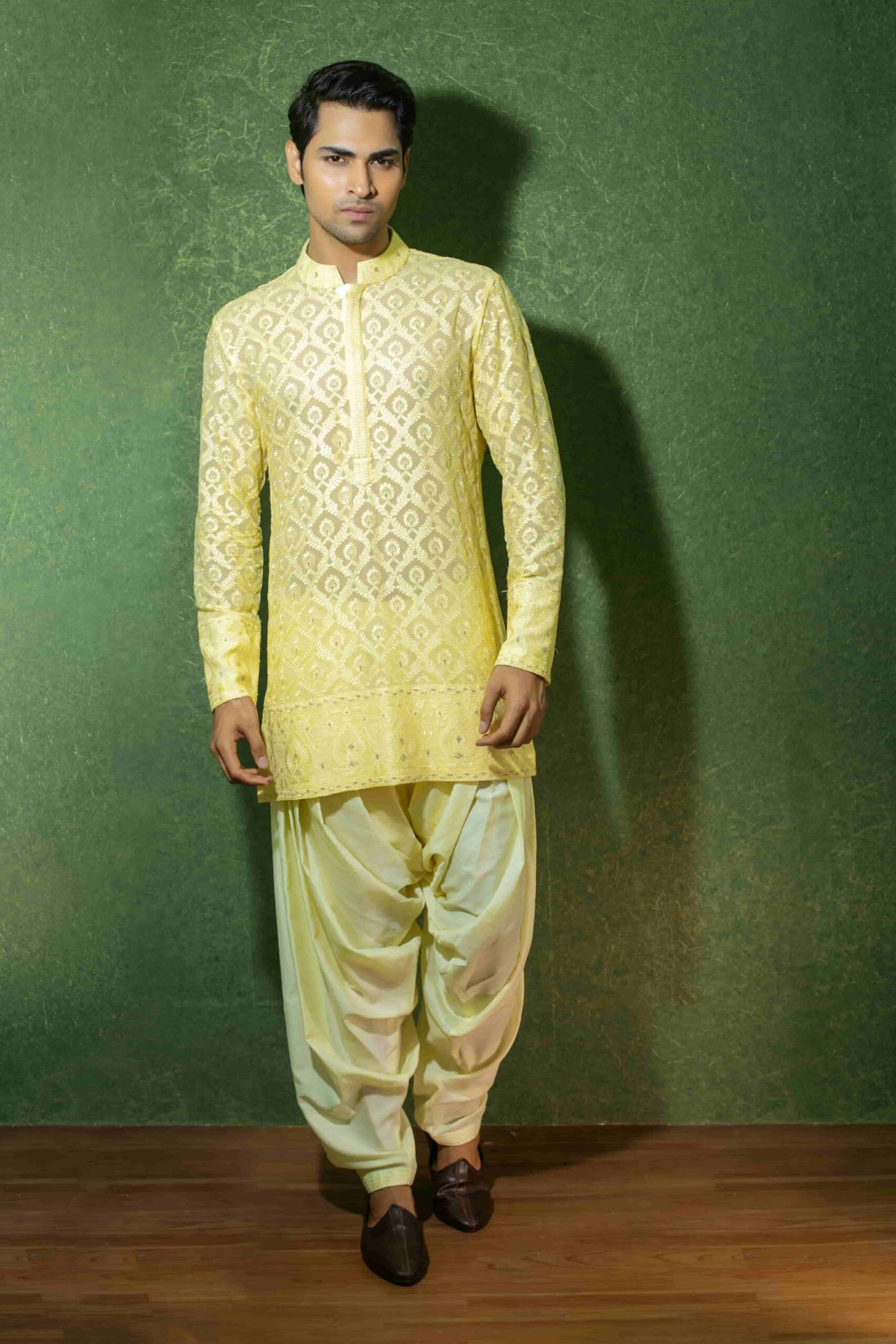 Yellow Kurta Pajama Set Men