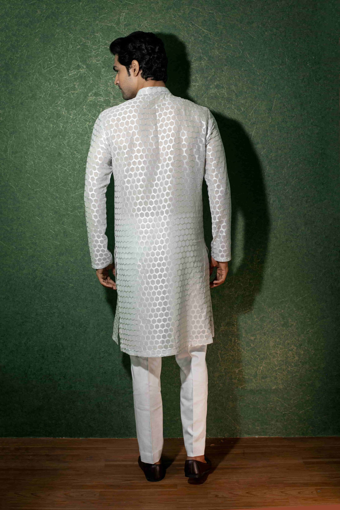 Men's Affifa Kurta in Light Grey