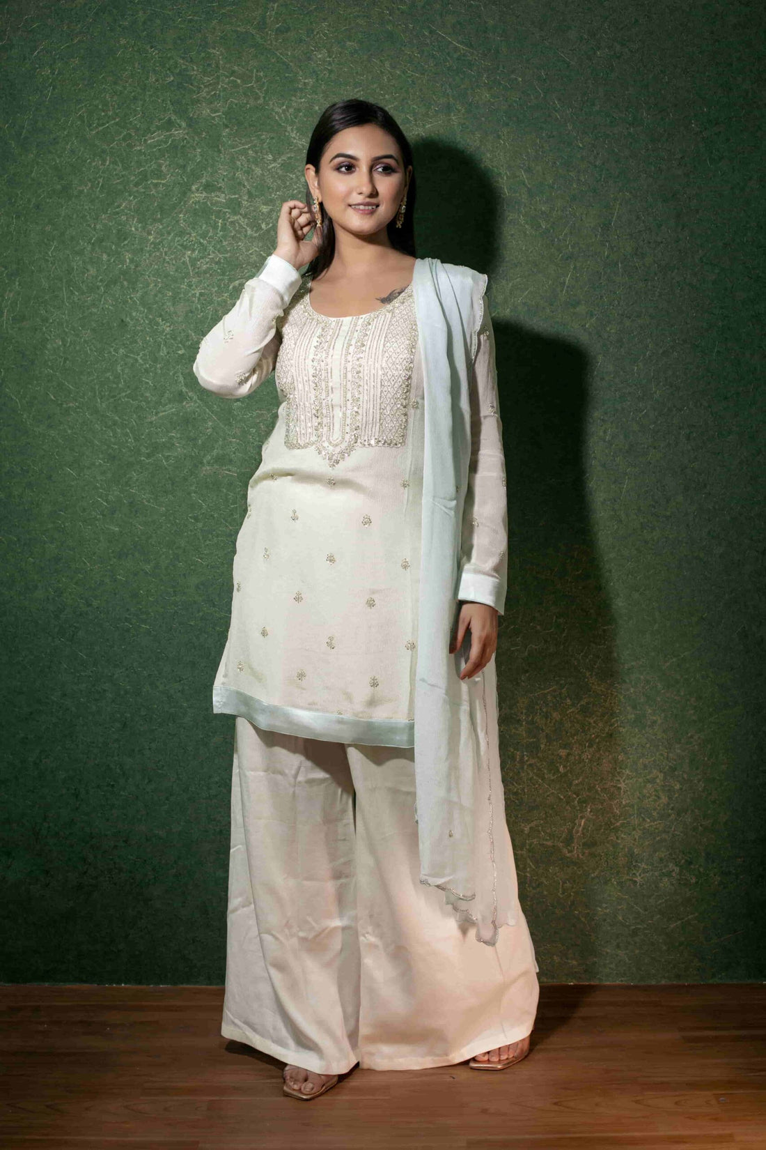 Ivory Kurta Palazzo Set