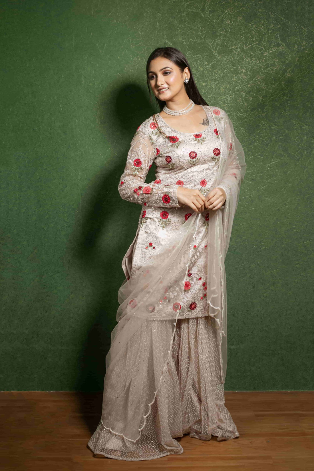 Elegant Embroidery: Buy Beige Suit Online