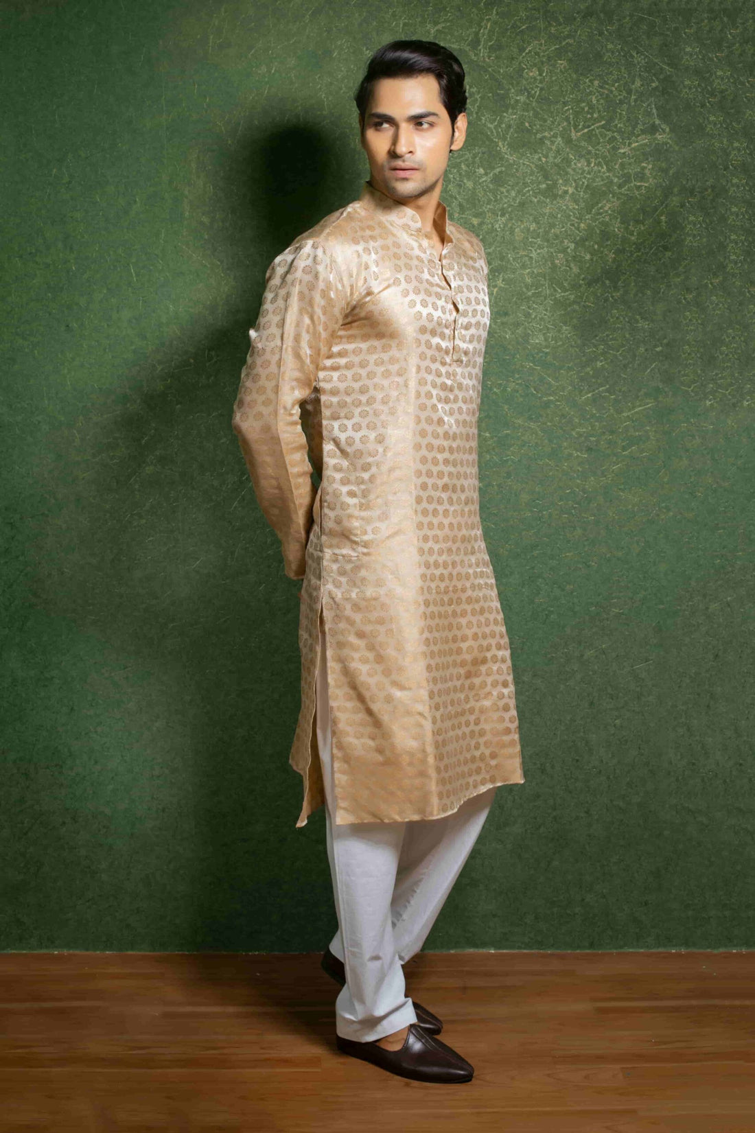 Shop Online: Beige Banarasi Affifa Kurta