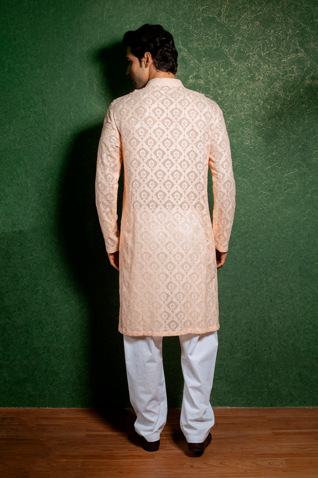 Light Peach Embroidered Kurta Set