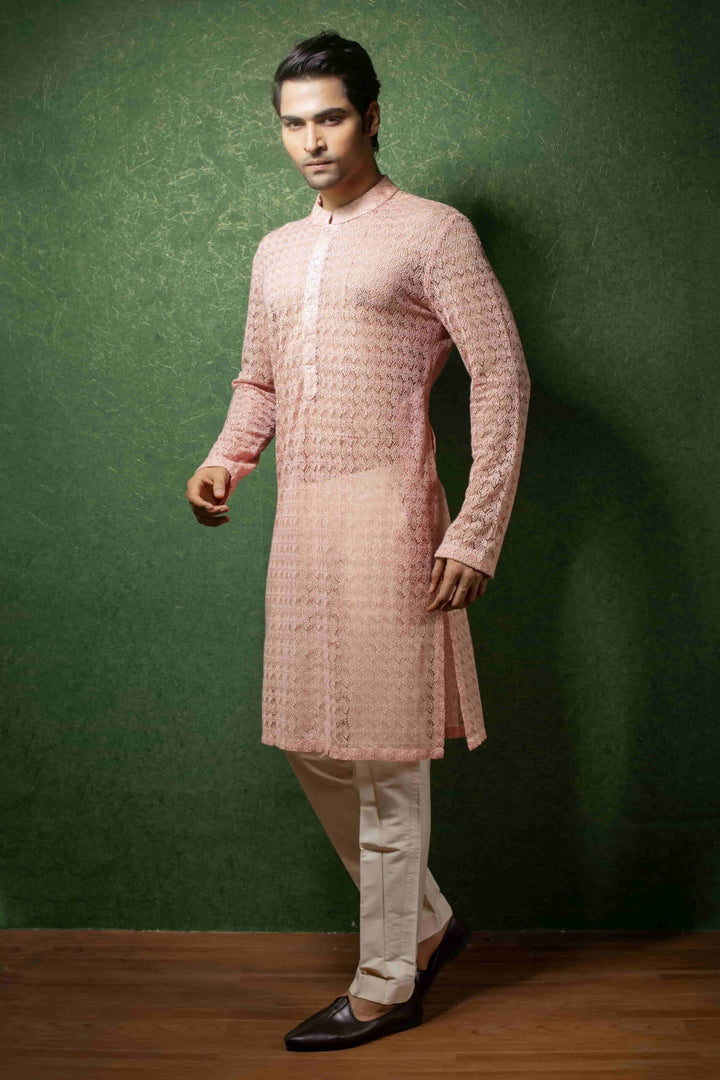 Peach Ari Kurta Set Ensemble