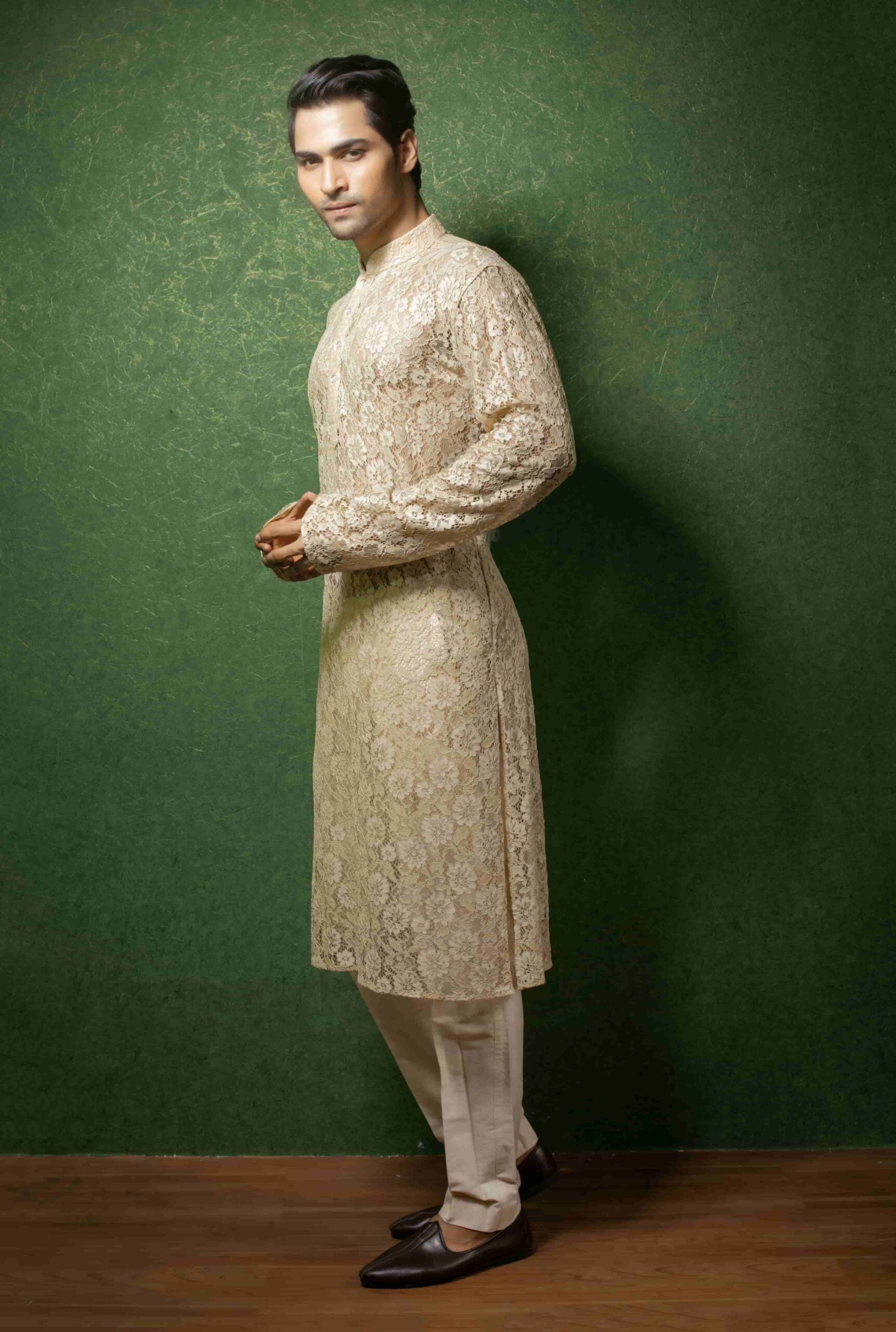 Affifa Men's Net Kurta Ensemble - Buy Today!