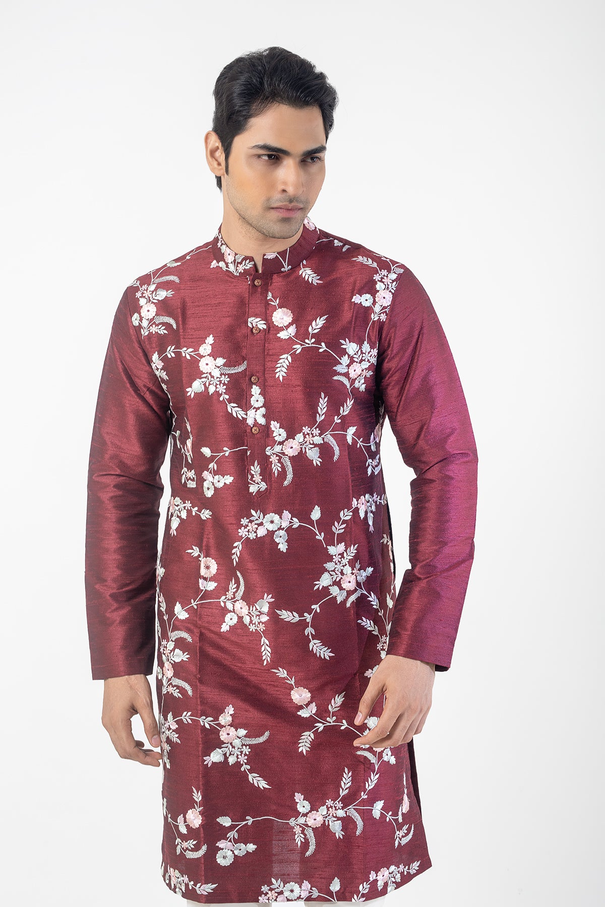 Maroon and Off-White Designer Kurta Set