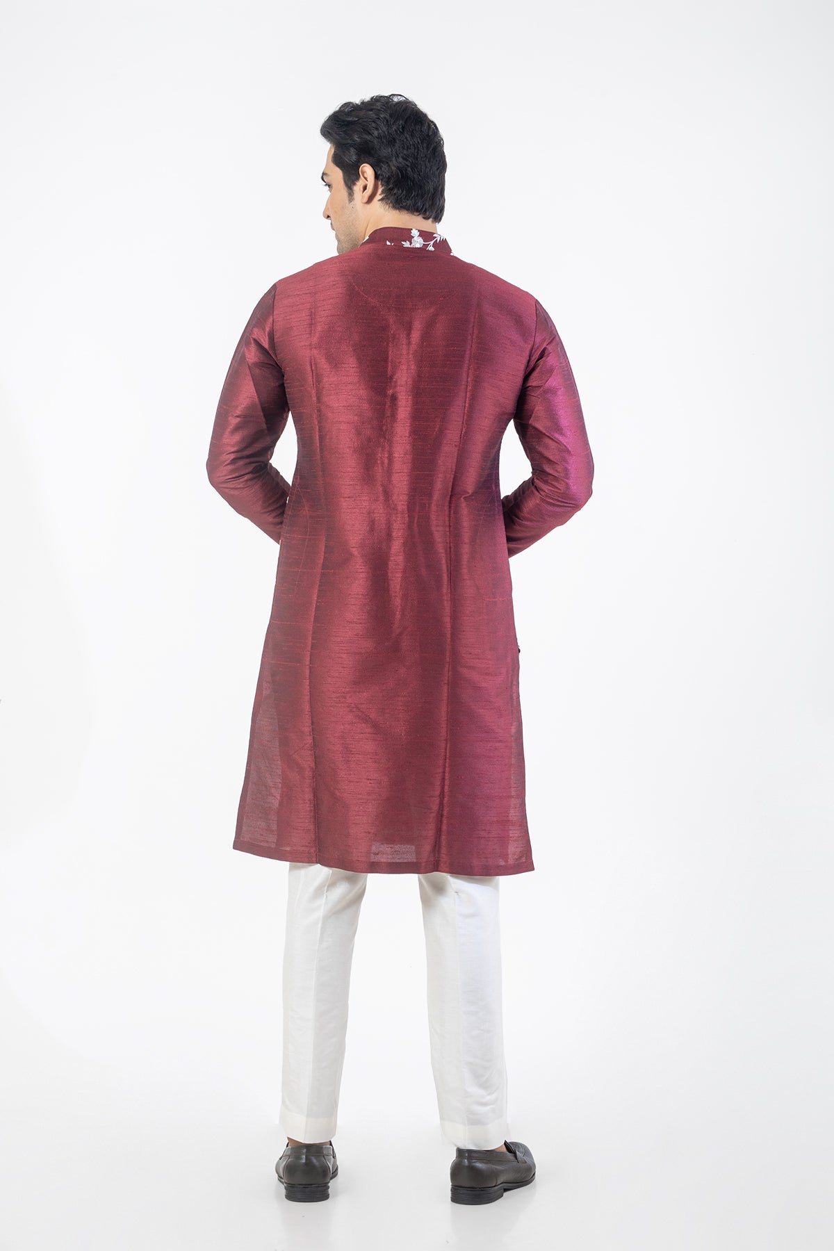 Maroon and Off-White Designer Kurta Set