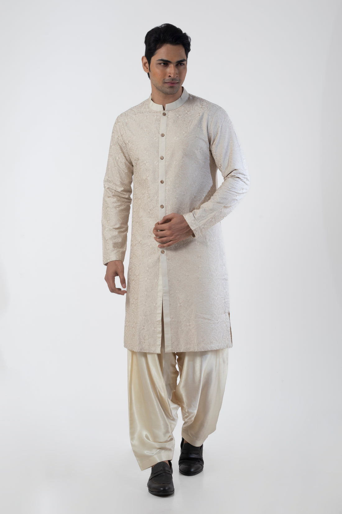 Ivory Embroidered Kurta with Patiala for Men