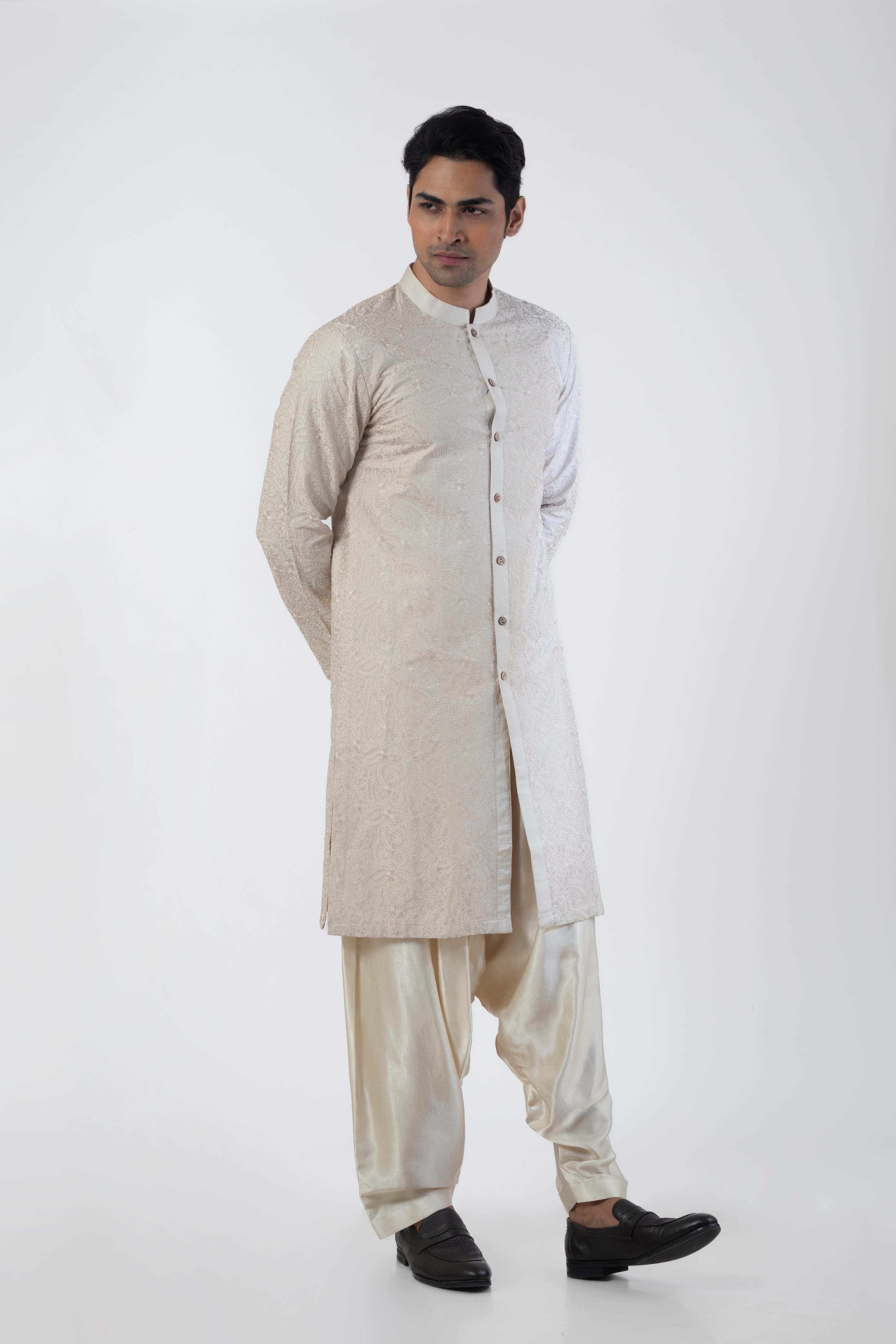 Ivory Embroidered Kurta with Patiala for Men