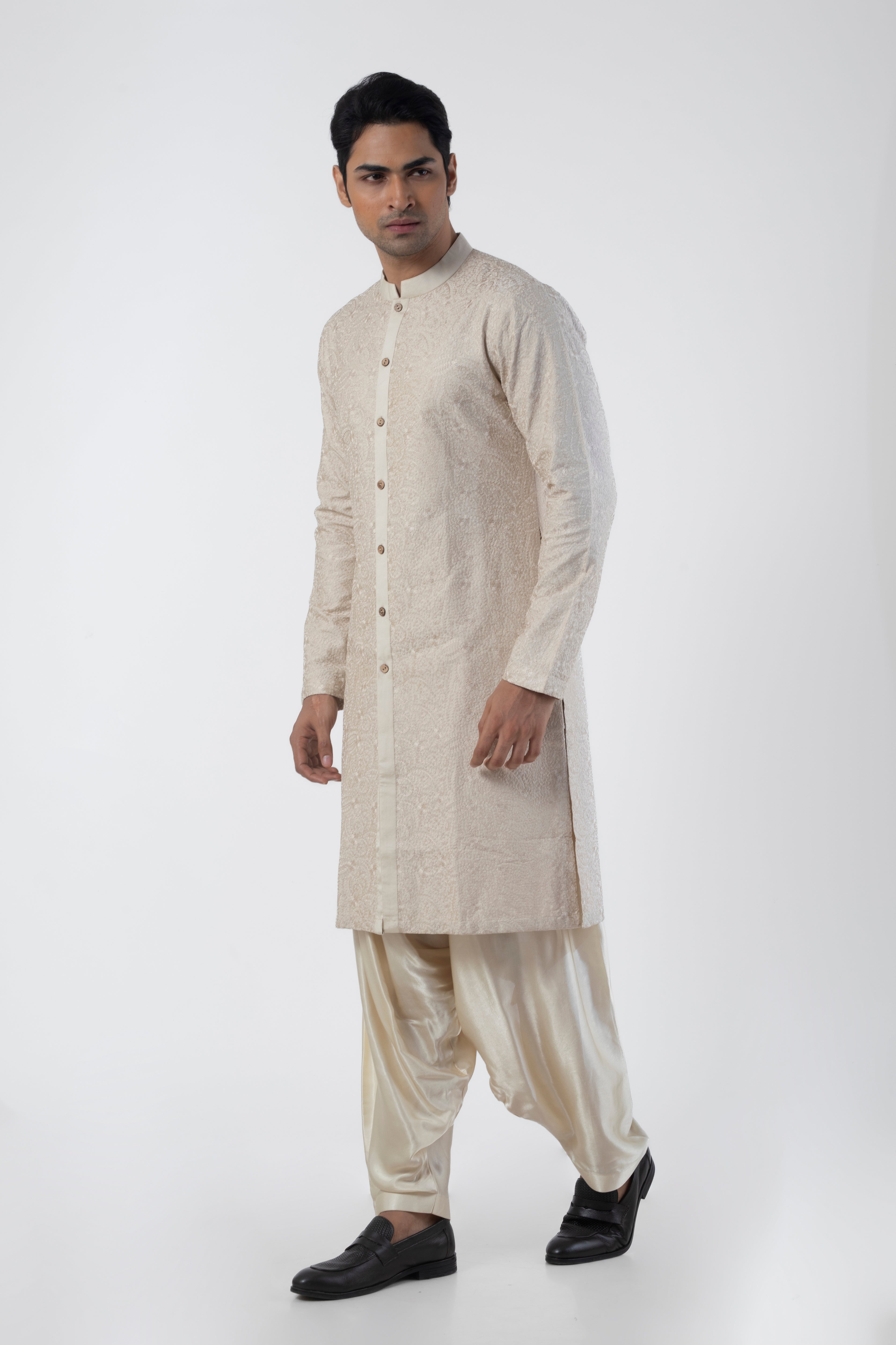 Ivory Embroidered Kurta with Patiala for Men