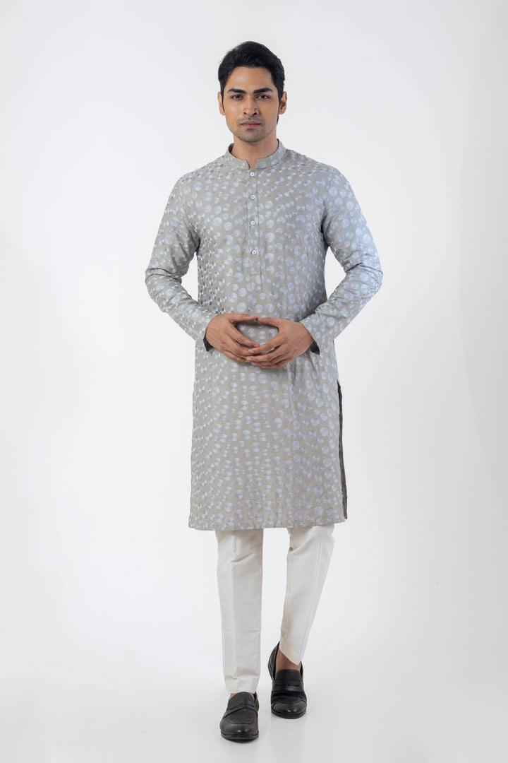 Grey Trendy Kurta Pajama for Men with Resham Ari Embroidery