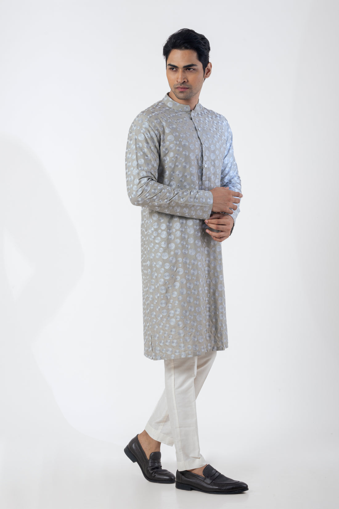 Grey Trendy Kurta Pajama for Men with Resham Ari Embroidery