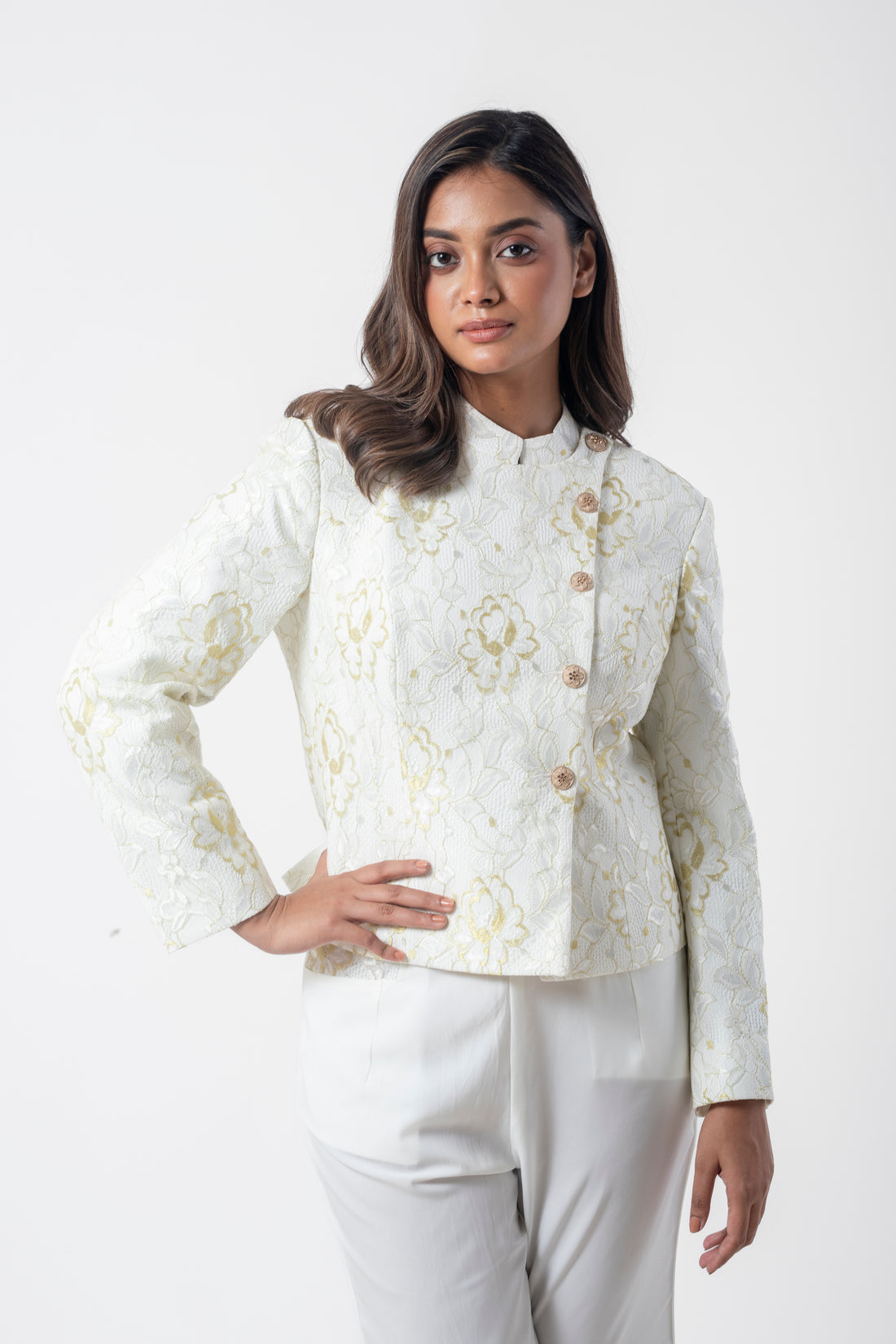 White Shantley Net Short Blazer Co-ord set