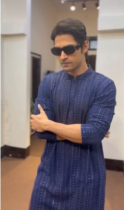 Navy Blue Georgette Kurta Set with Straight Pant – Chikankari Work