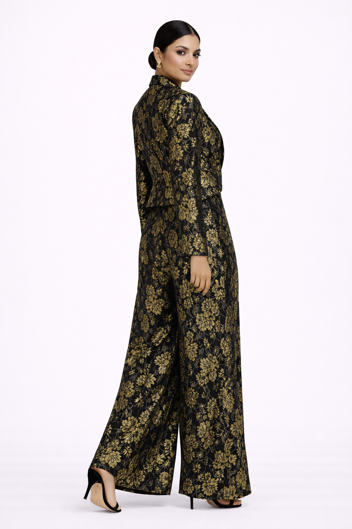 Black Co-ord Set with Jacket & Sleeveless Jumpsuit