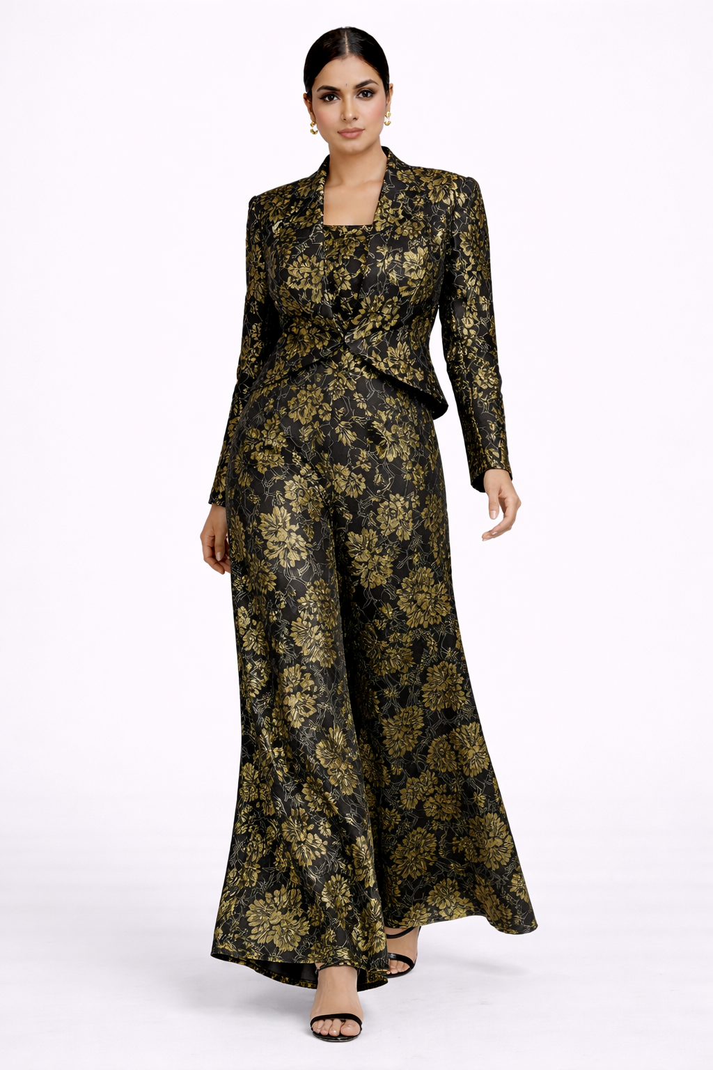 Black Co-ord Set with Jacket & Sleeveless Jumpsuit