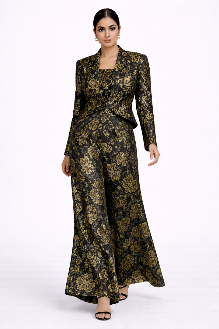 Black Co-ord Set with Jacket & Sleeveless Jumpsuit