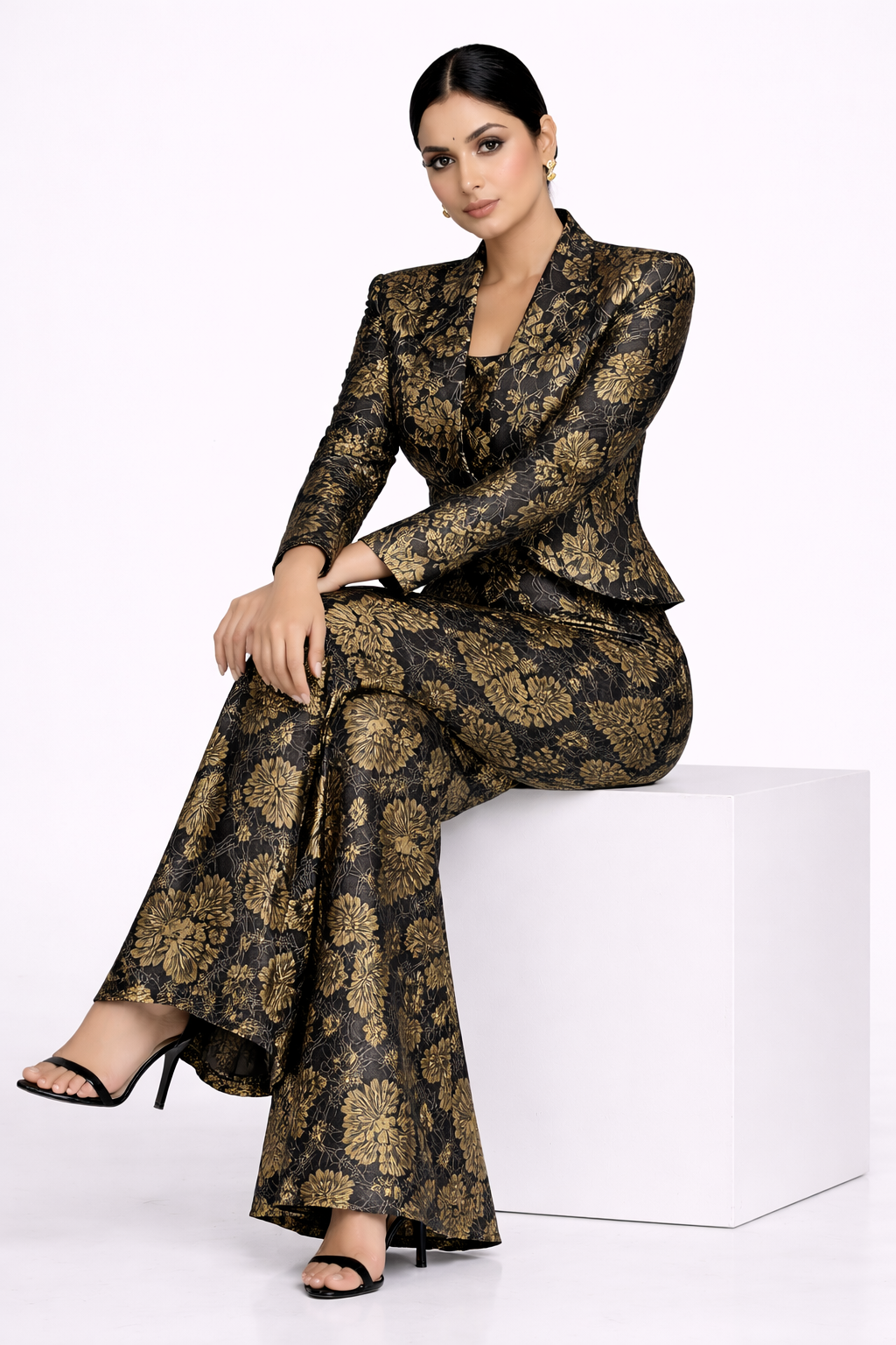 Black Co-ord Set with Jacket & Sleeveless Jumpsuit