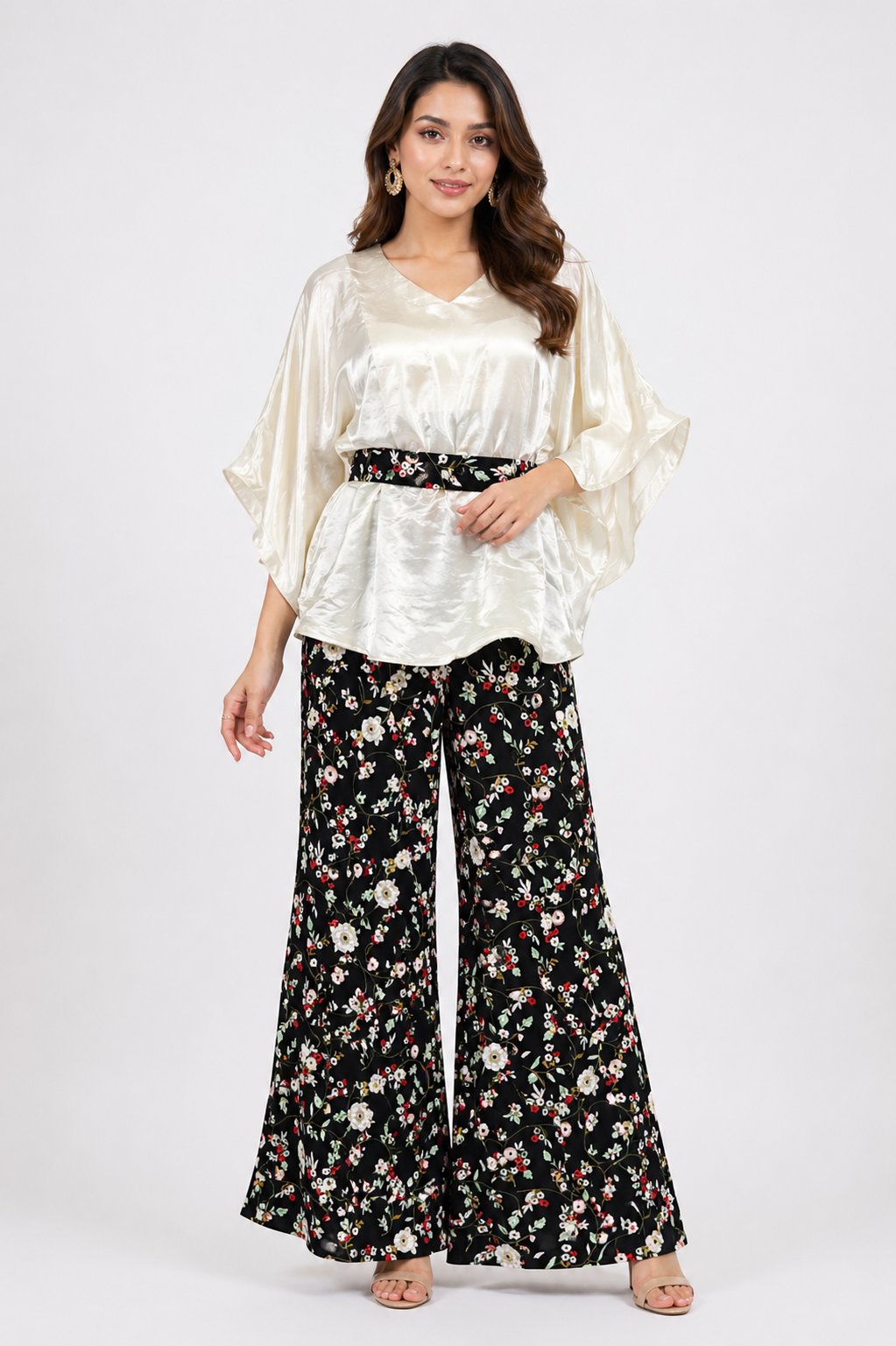 Light Gold Banarasi Silk Kaftan Co-ord Set