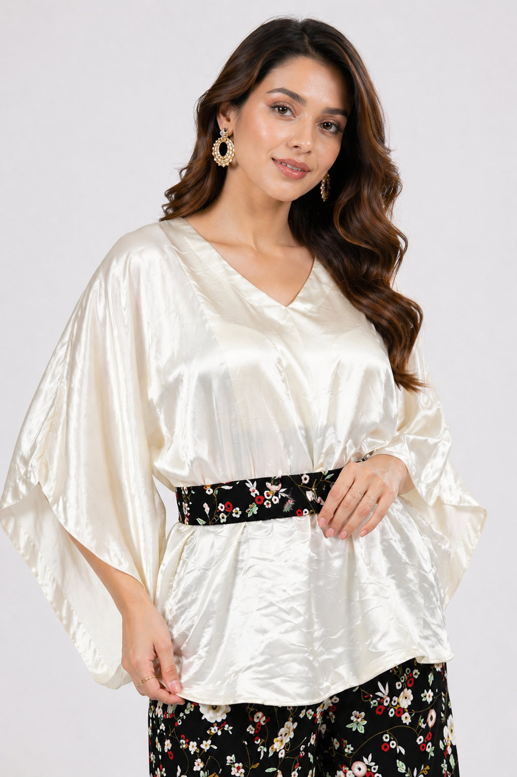 Light Gold Banarasi Silk Kaftan Co-ord Set