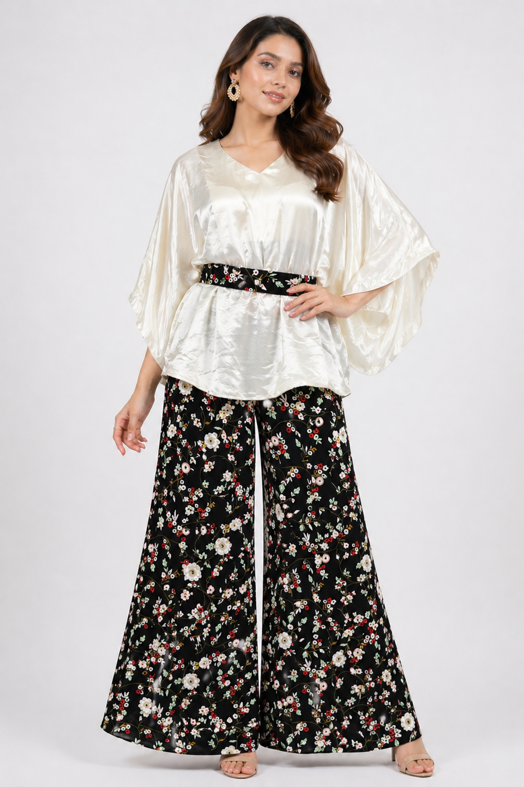 Light Gold Banarasi Silk Kaftan Co-ord Set