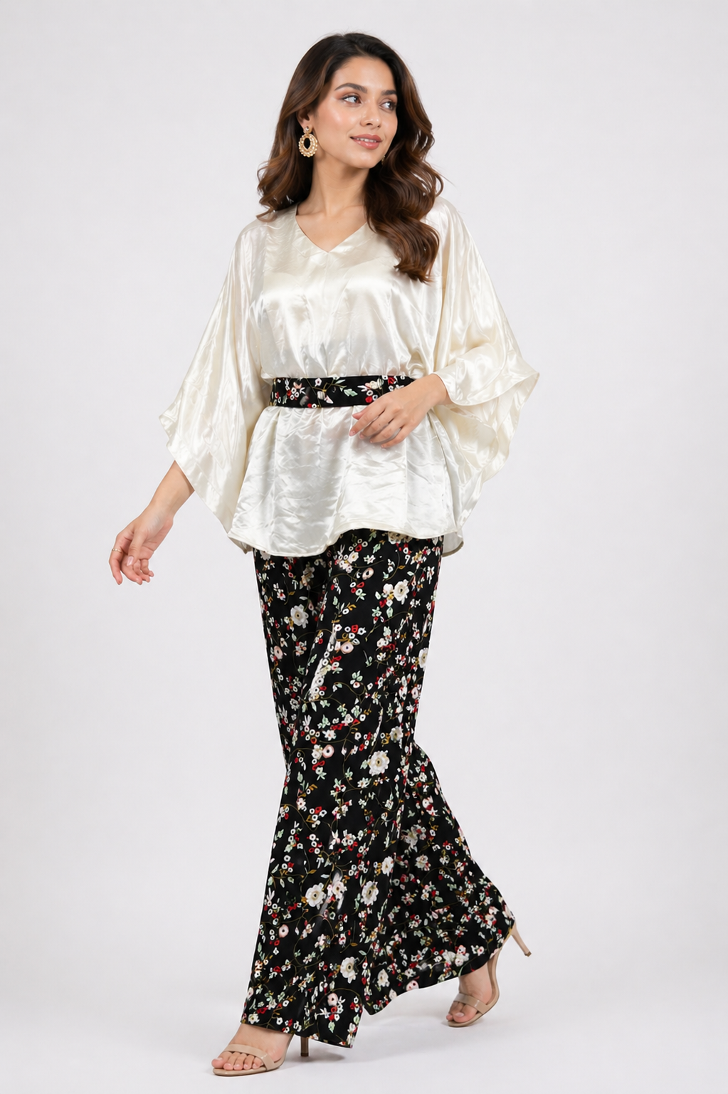 Light Gold Banarasi Silk Kaftan Co-ord Set