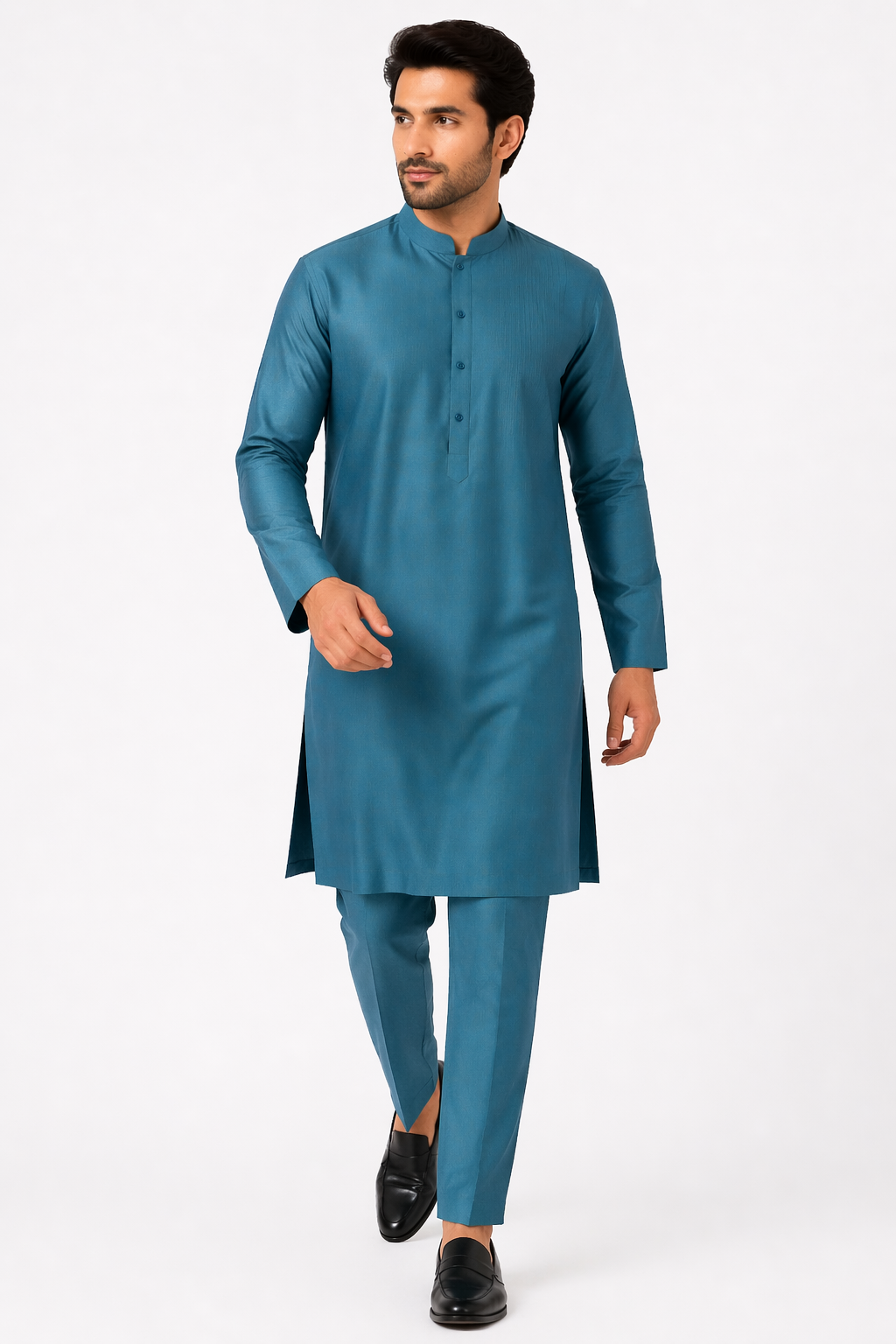 Deep Dark Blue Katan Silk Kurta Set with Pant