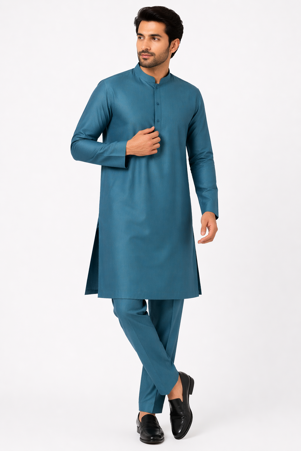 Deep Dark Blue Katan Silk Kurta Set with Pant