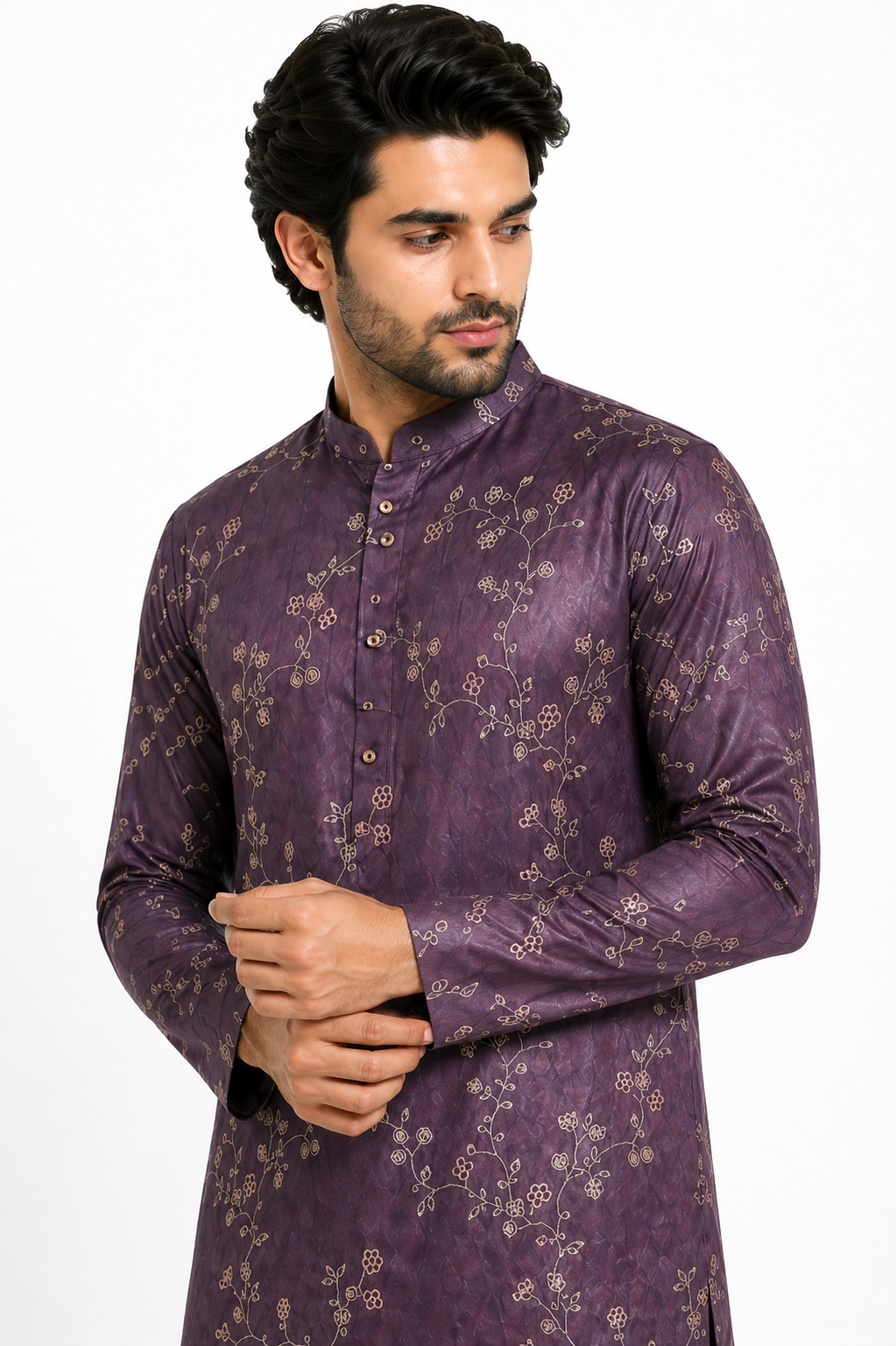 Burgundy Raw Silk Kurta Set with Pant