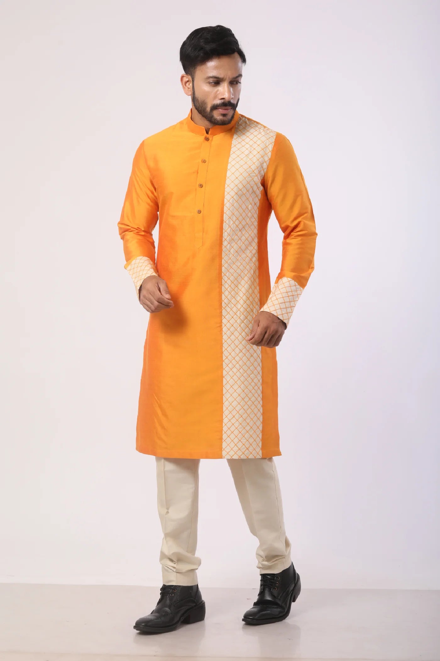 Orange stitch work Kurta Set