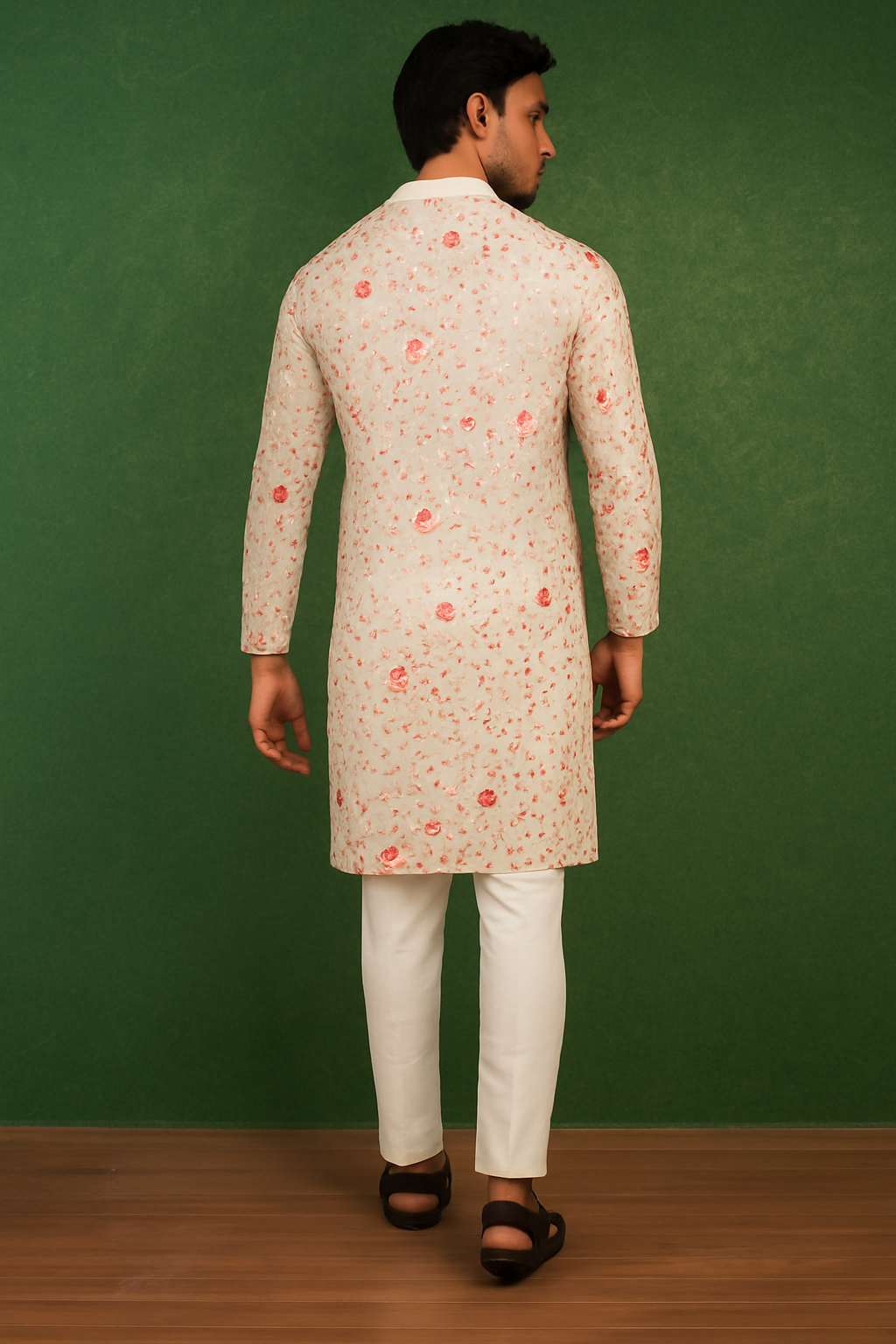 Multi-Colour Embroidered Chinnon Kurta Set