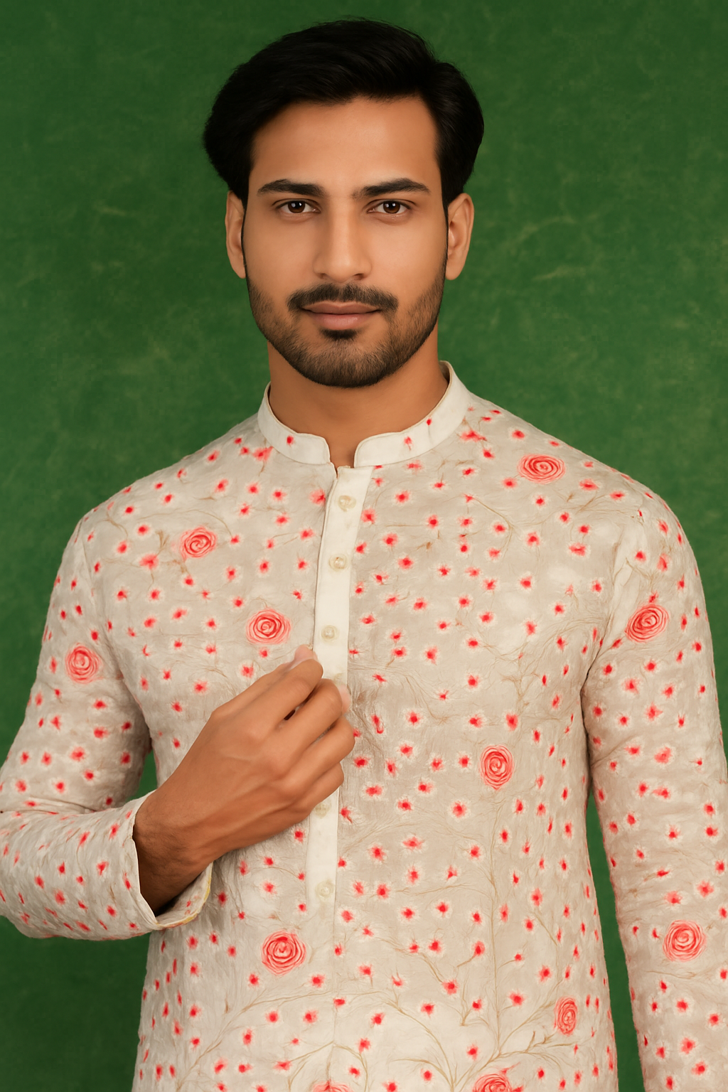 Multi-Colour Embroidered Chinnon Kurta Set