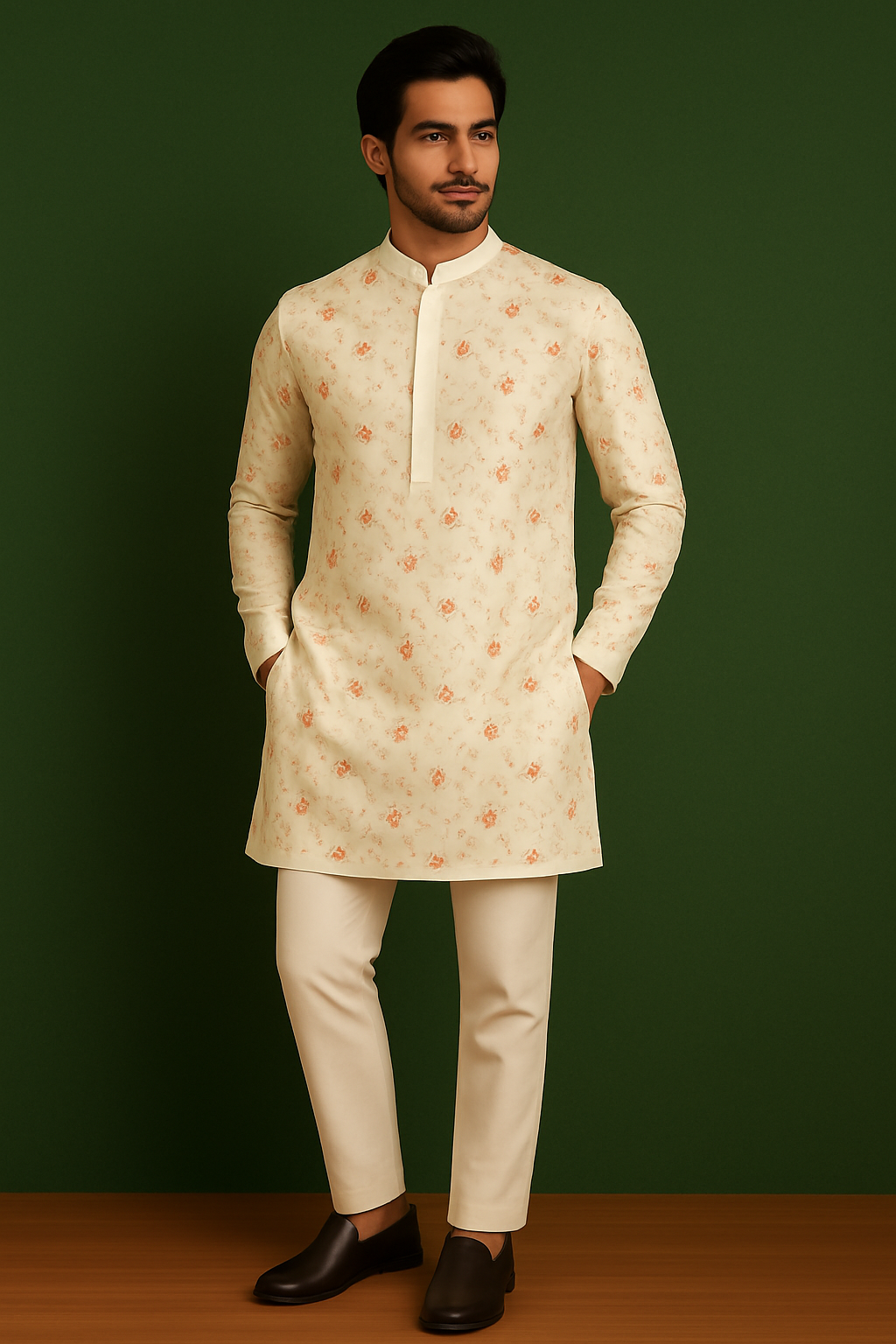 Multi-Colour Embroidered Chinnon Kurta Set